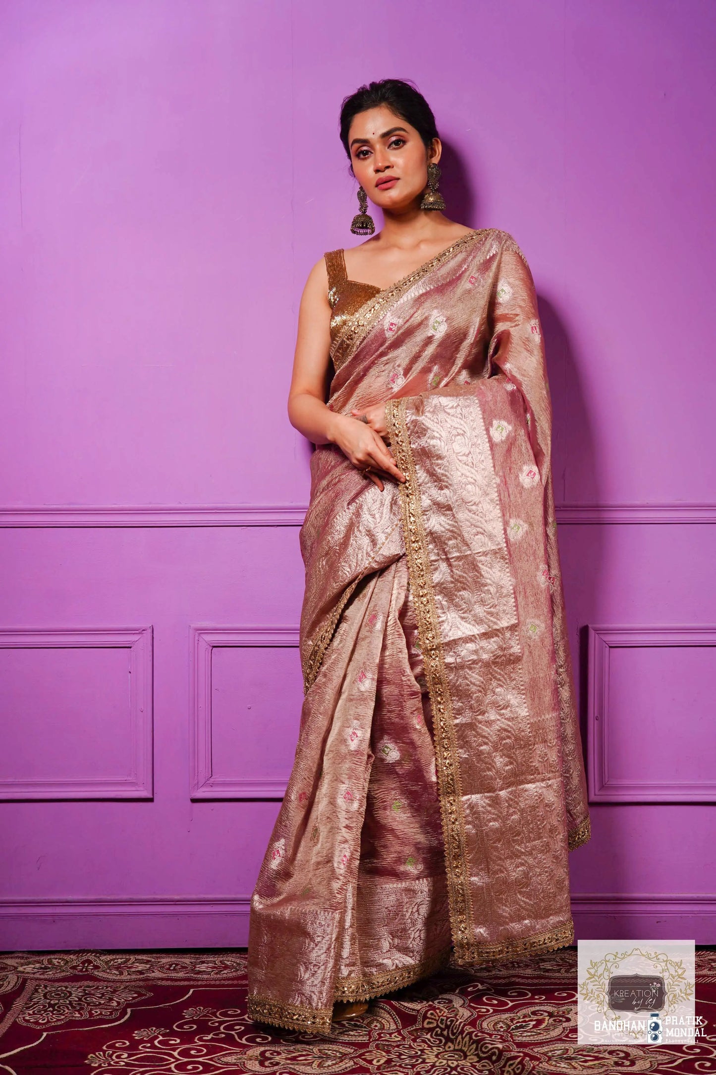 Lilac Designer Tissue Silk Banarasi Saree kreationbykj