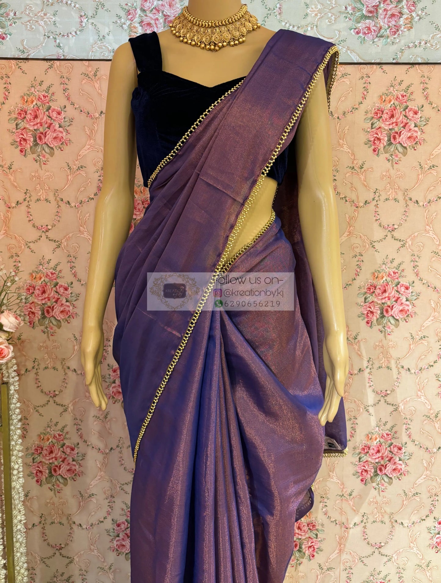 Dual Tone Tissue Saree kreationbykj