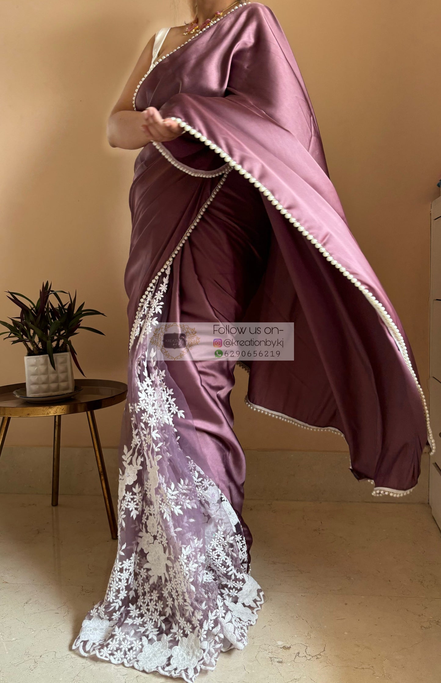 Heather Cherry blossom Half Saree kreationbykj