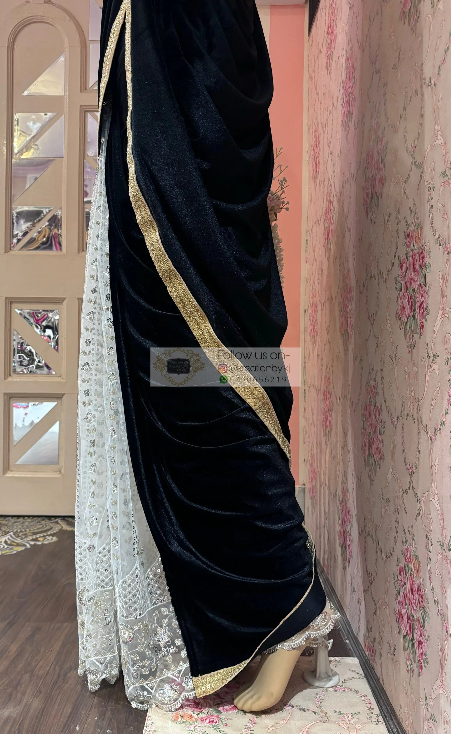Midnight Muse Velvet Saree kreationbykj