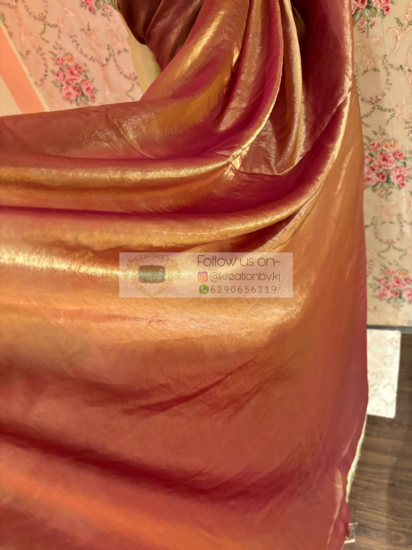 Hot Pink Metallic Shimmer Satin Banno Saree kreationbykj