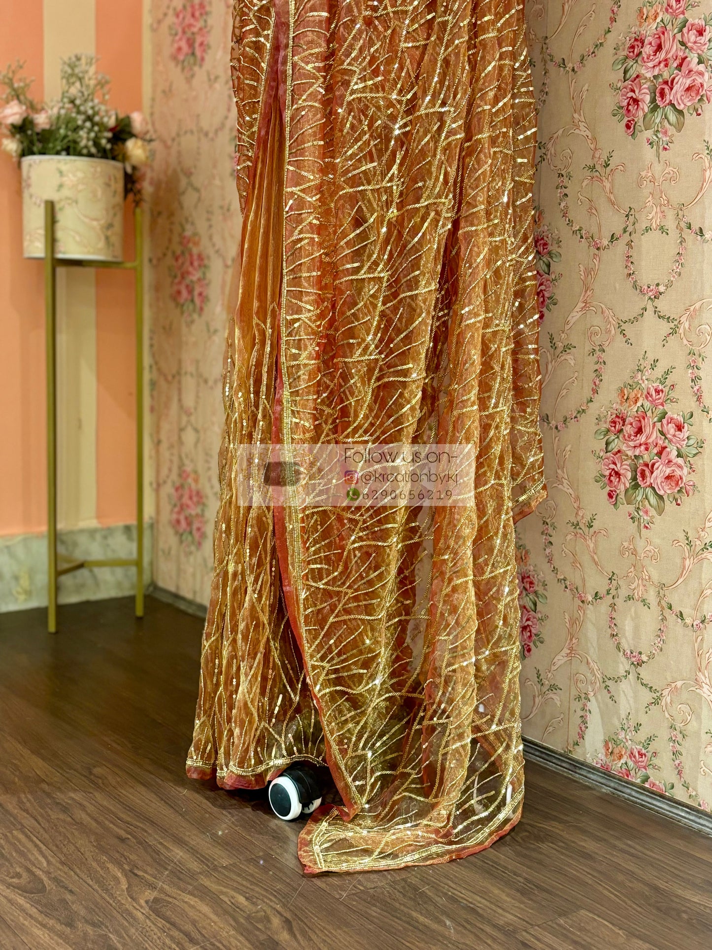 Liquid Gold A Sky full of Stars Saree For Reception kreationbykj