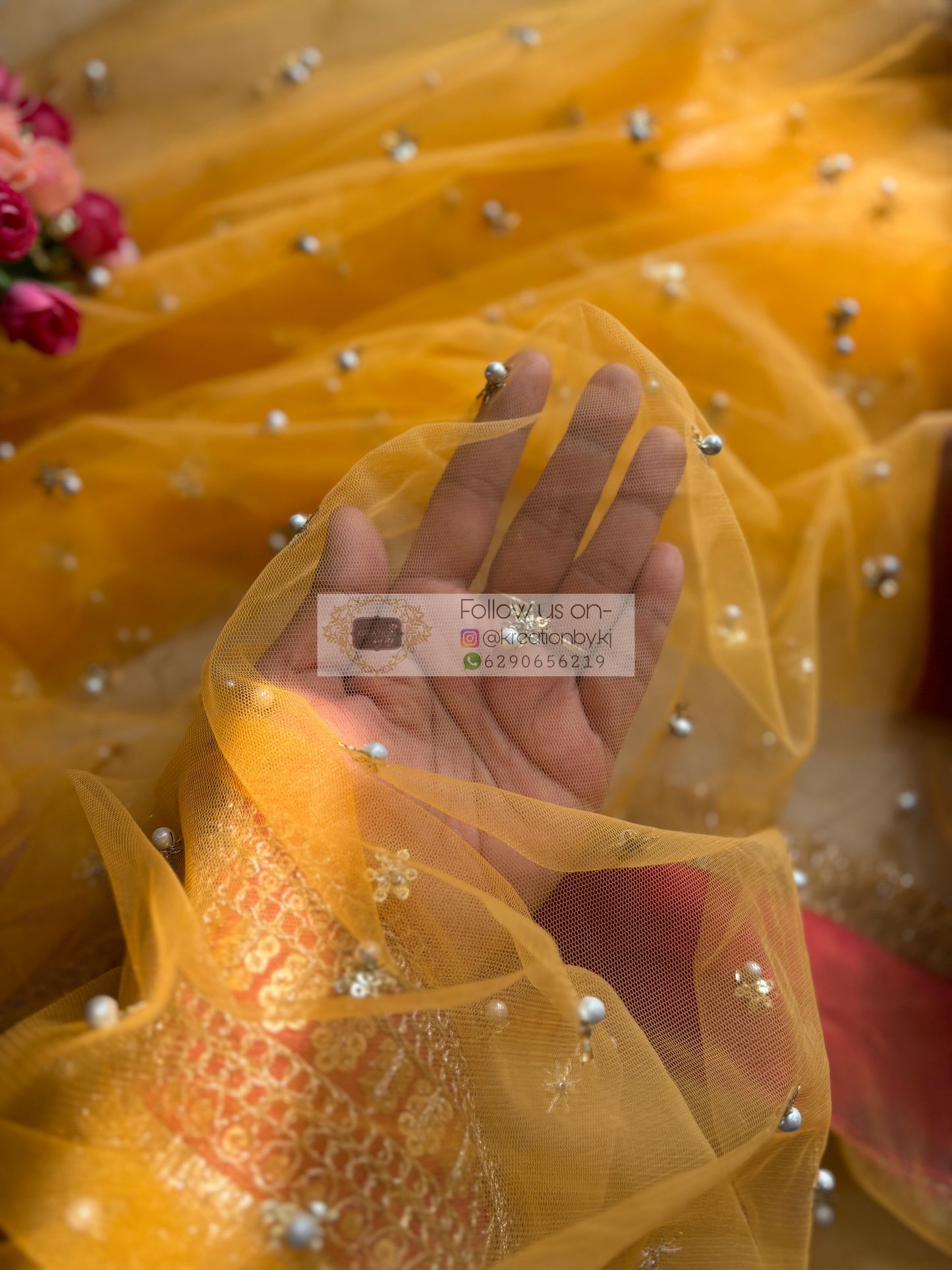 Yellow Jugnoo Banno Saree kreationbykj