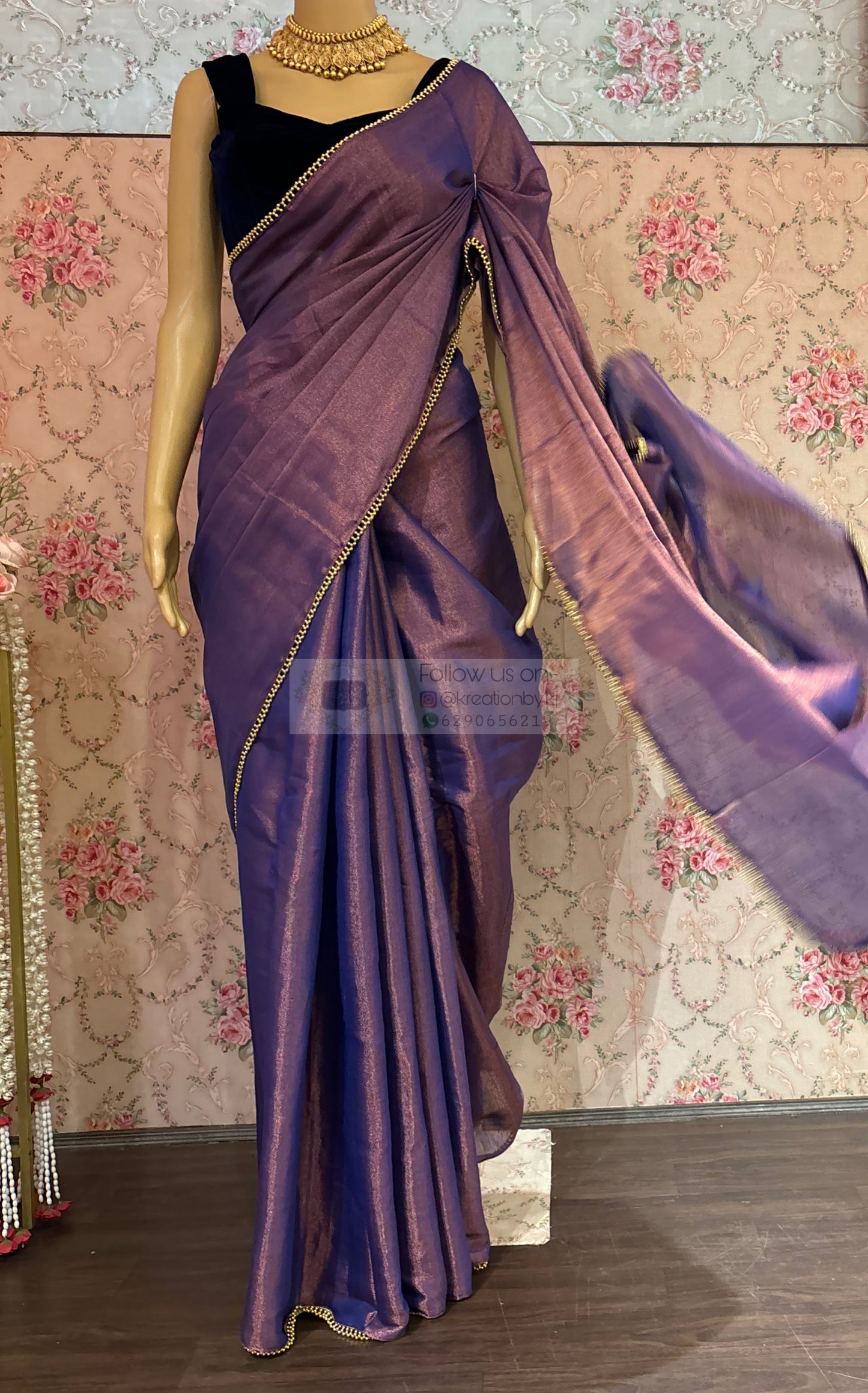 Dual Tone Tissue Saree kreationbykj