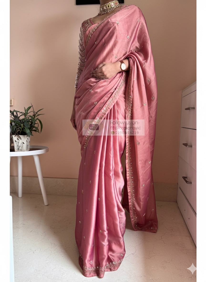 Summer Mauve Pink Saree Kreation by KJ