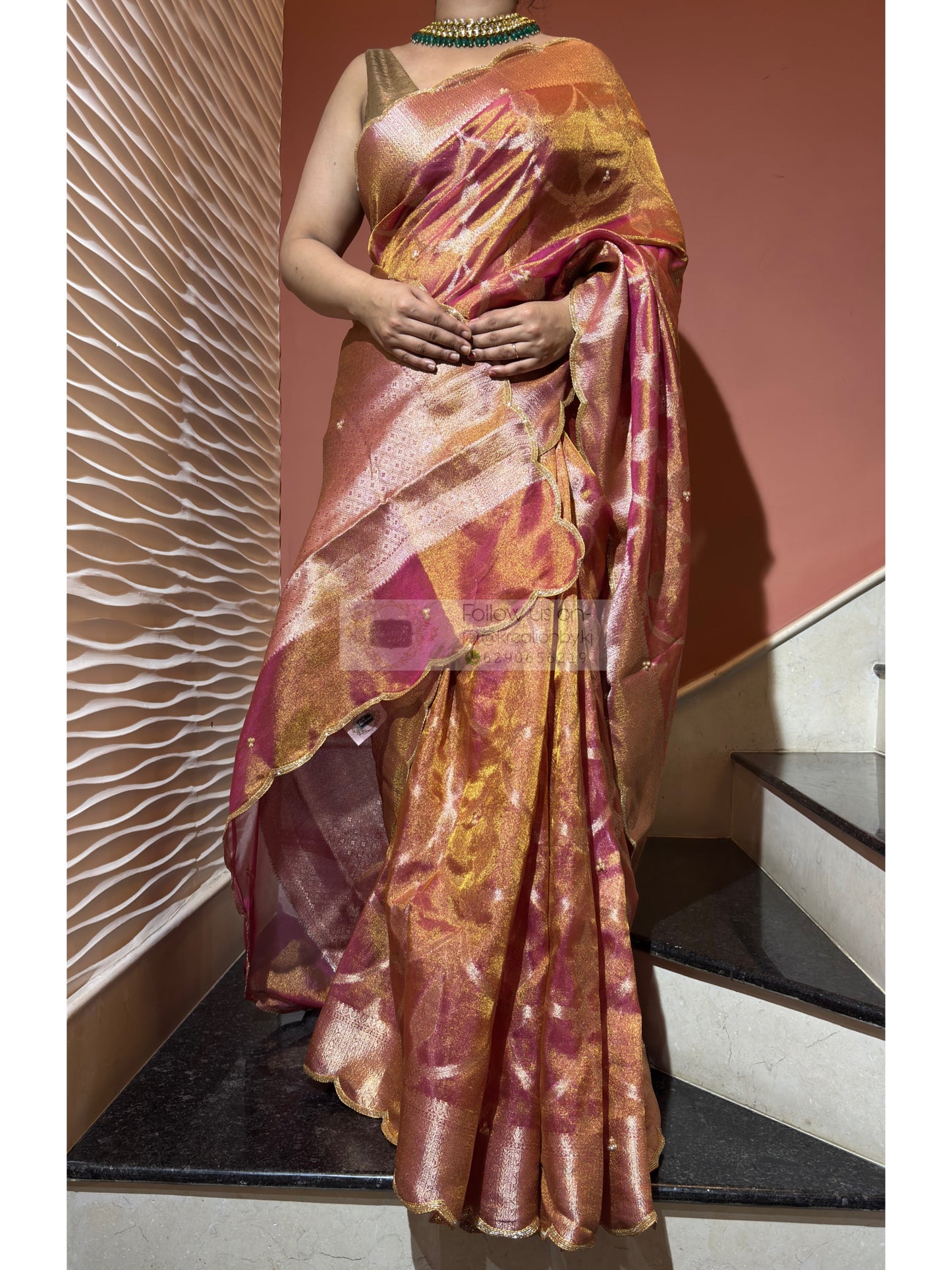 Pink Banarasi Tissue Piyali Saree For Wedding kreationbykj