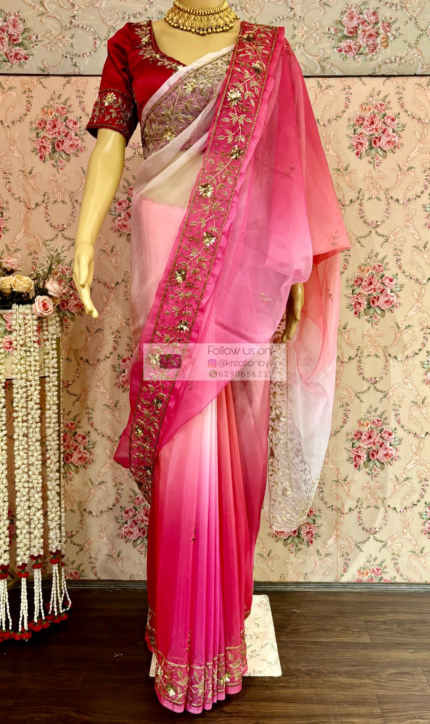 Gulabi Ombré Anaya Saree kreationbykj