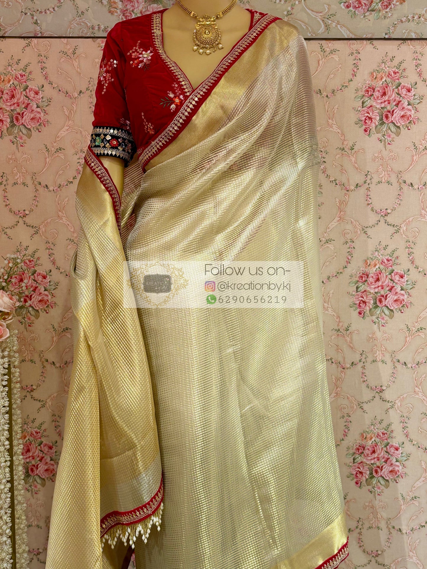 Shubho Designer Tissue Banarsi Saree For Durga Puja kreationbykj