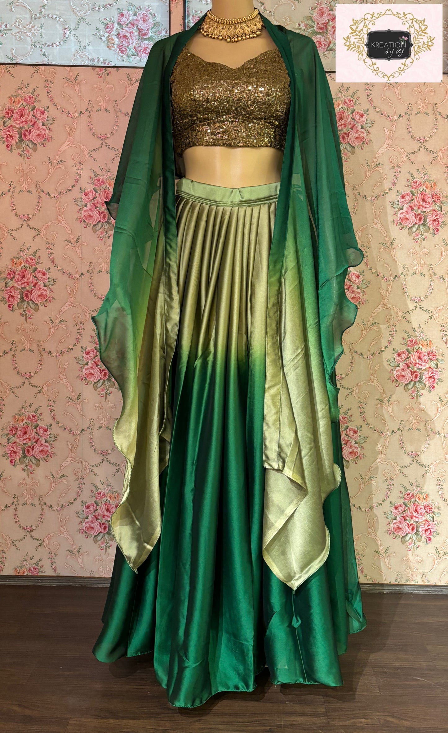 Green Ombre Lehenga kreationbykj