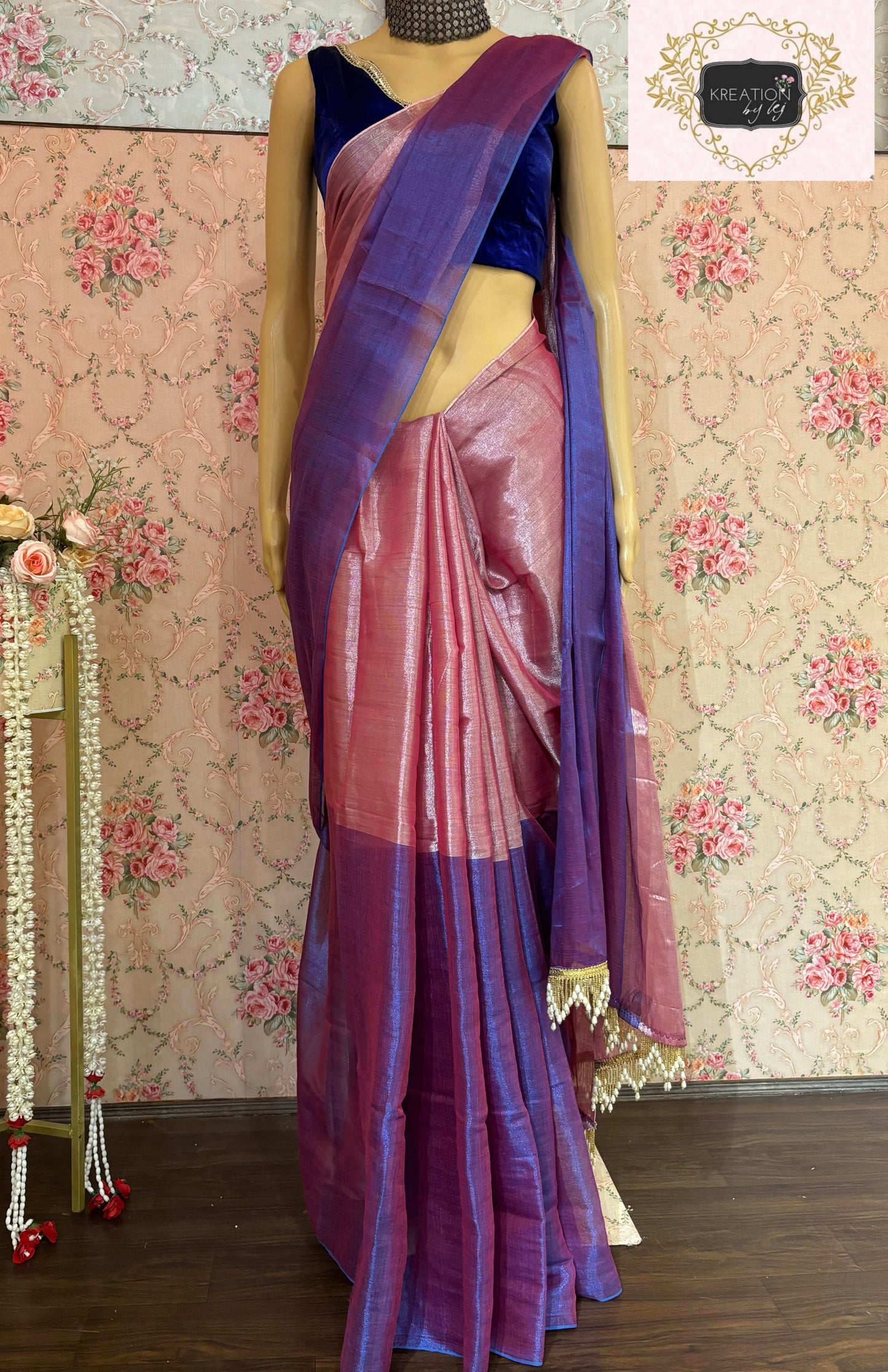 Pink Orchid Two in One Tissue Saree kreationbykj