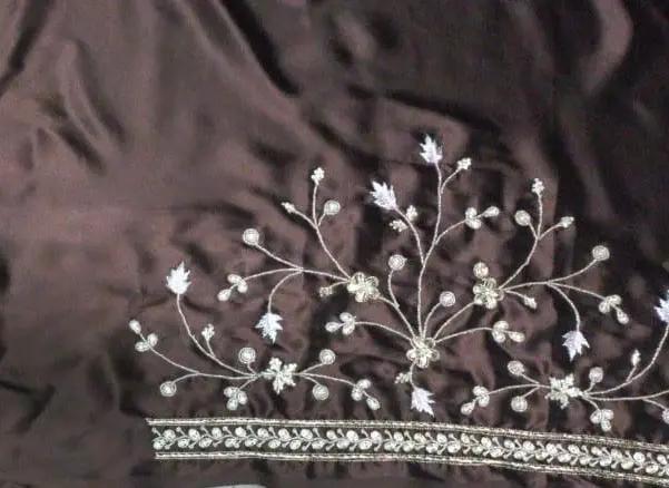 Nazakat Copper Glass Tissue Saree For Wedding kreationbykj