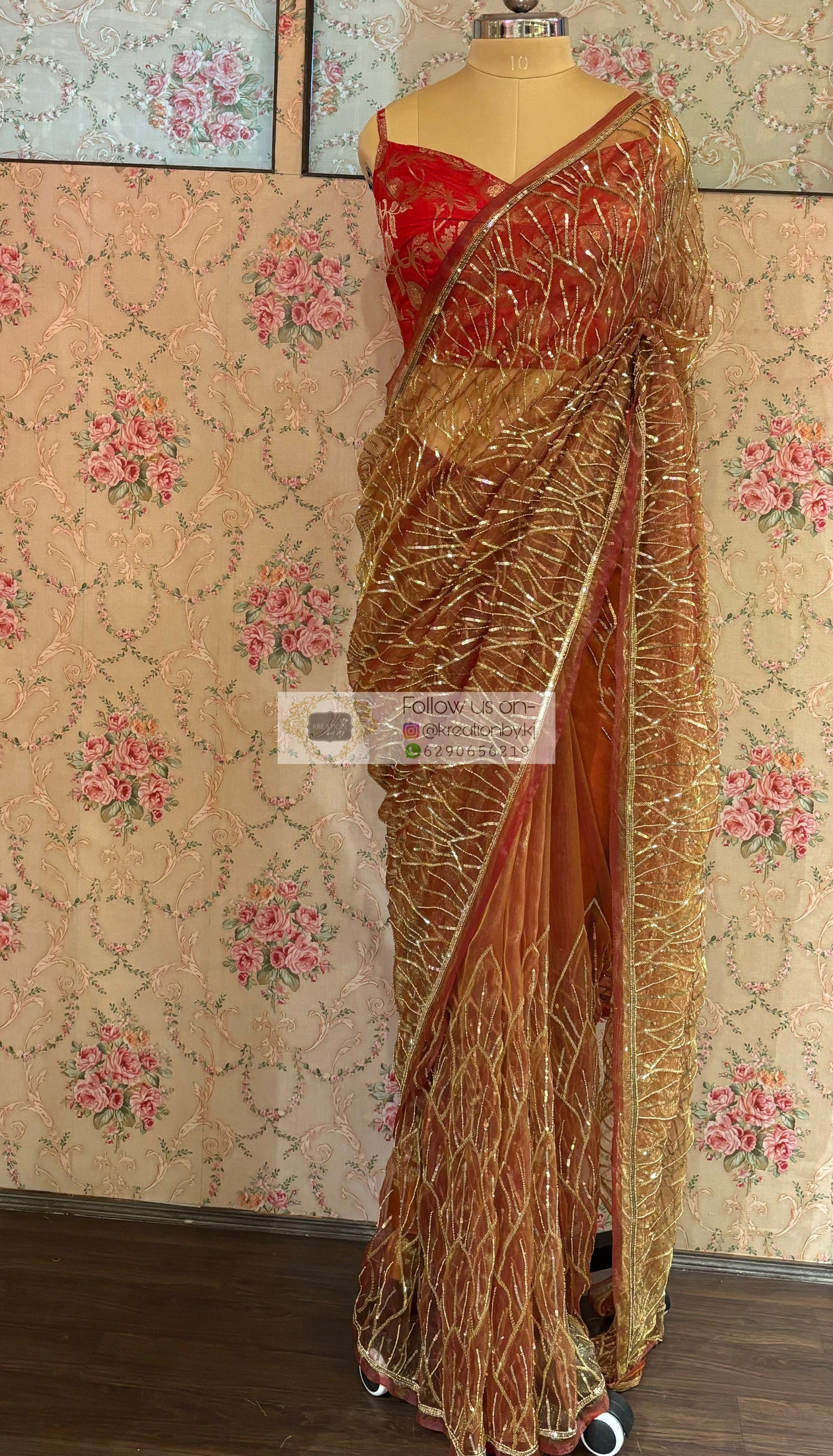 Liquid Gold A Sky full of Stars Saree For Reception kreationbykj