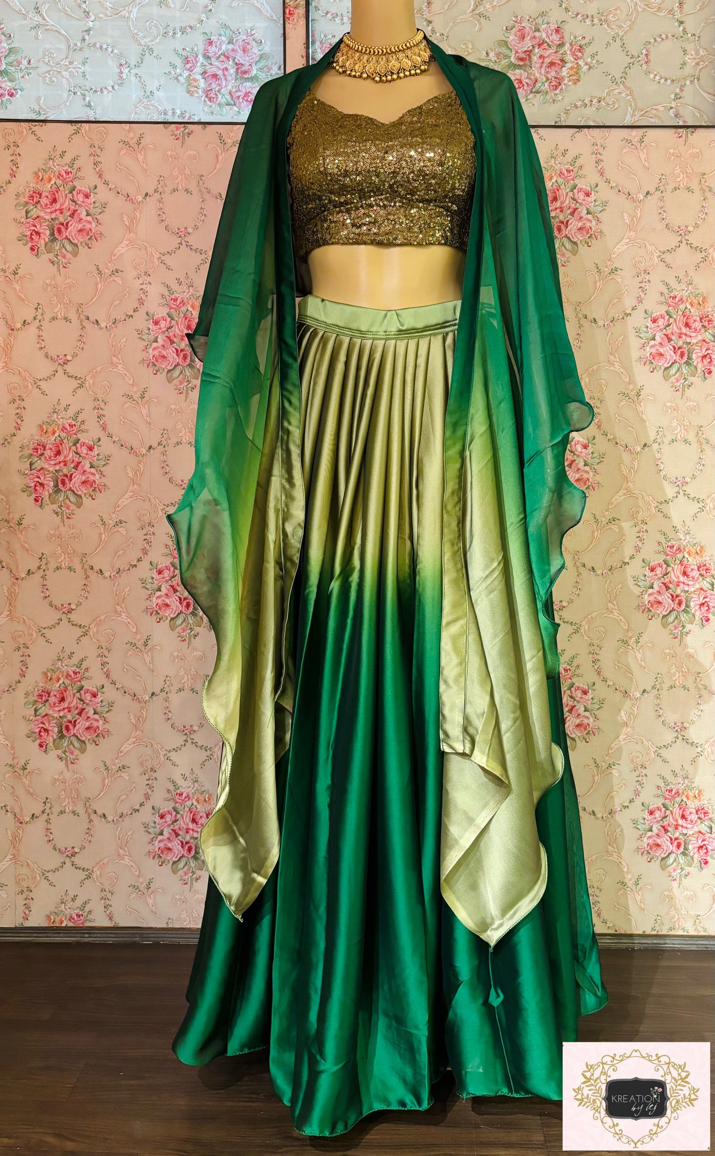 Green Ombre Lehenga kreationbykj