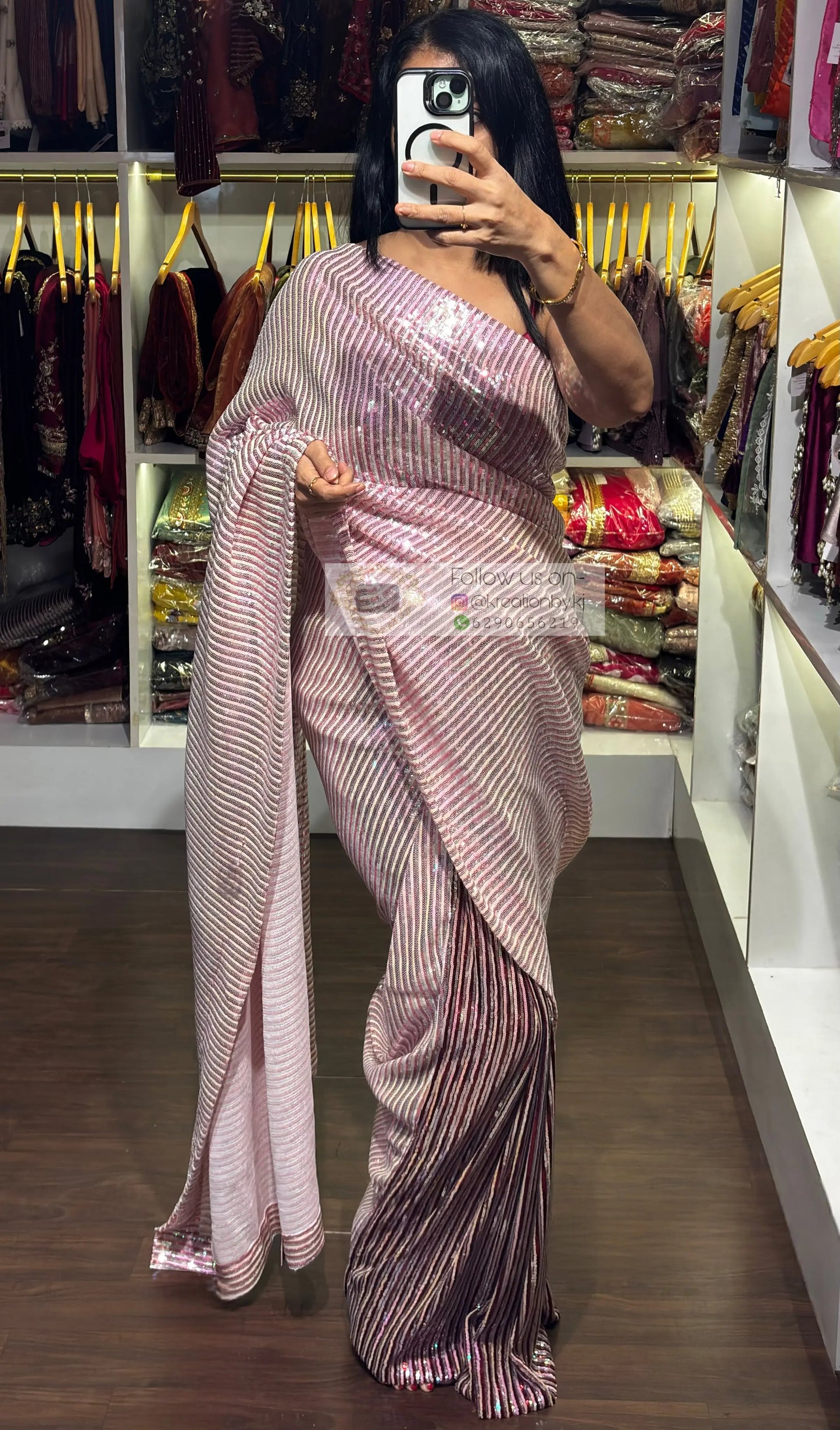 Dazzle Queen Sequin Half Saree kreationbykj