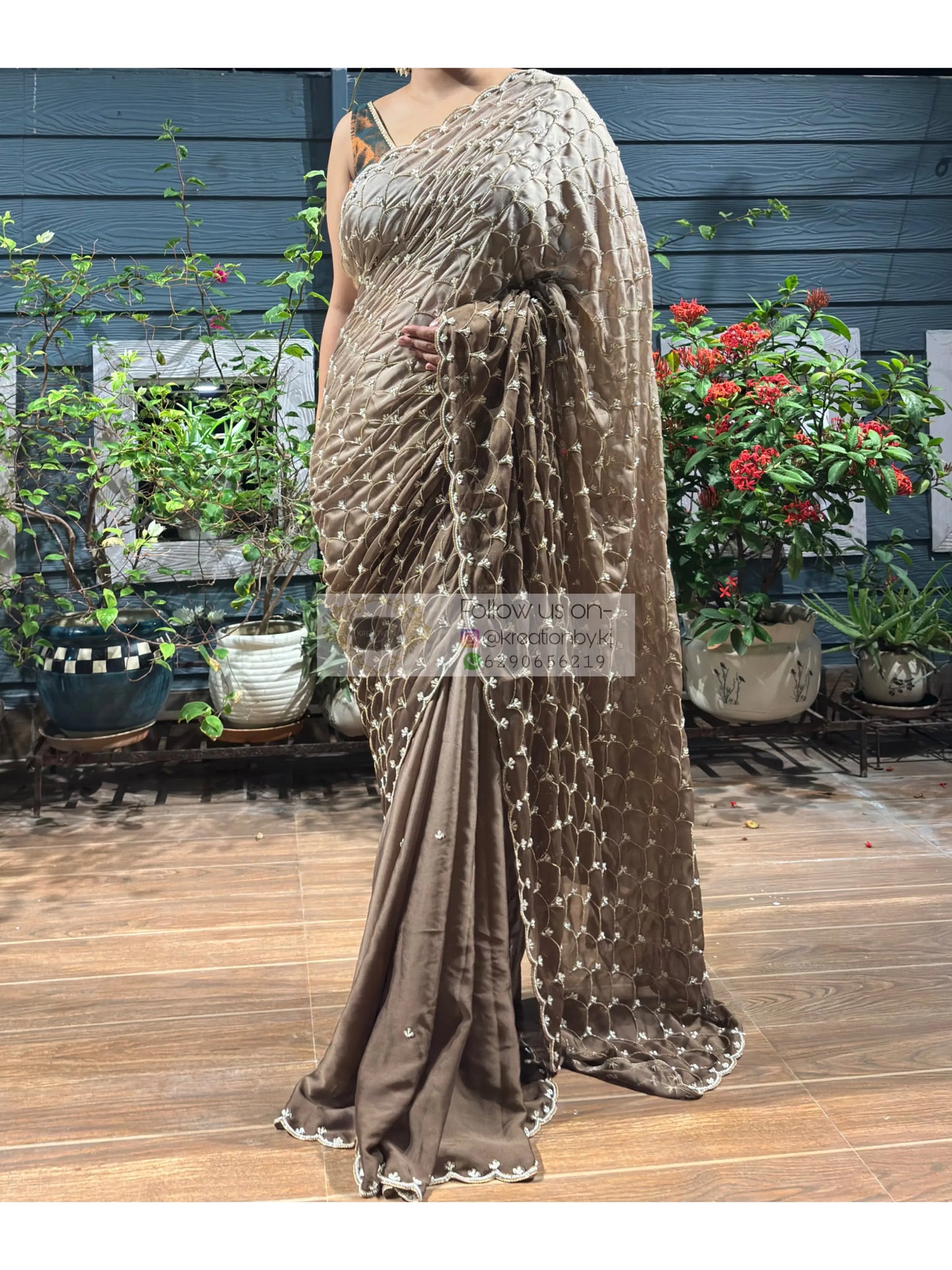 Cutdana work bridal saree