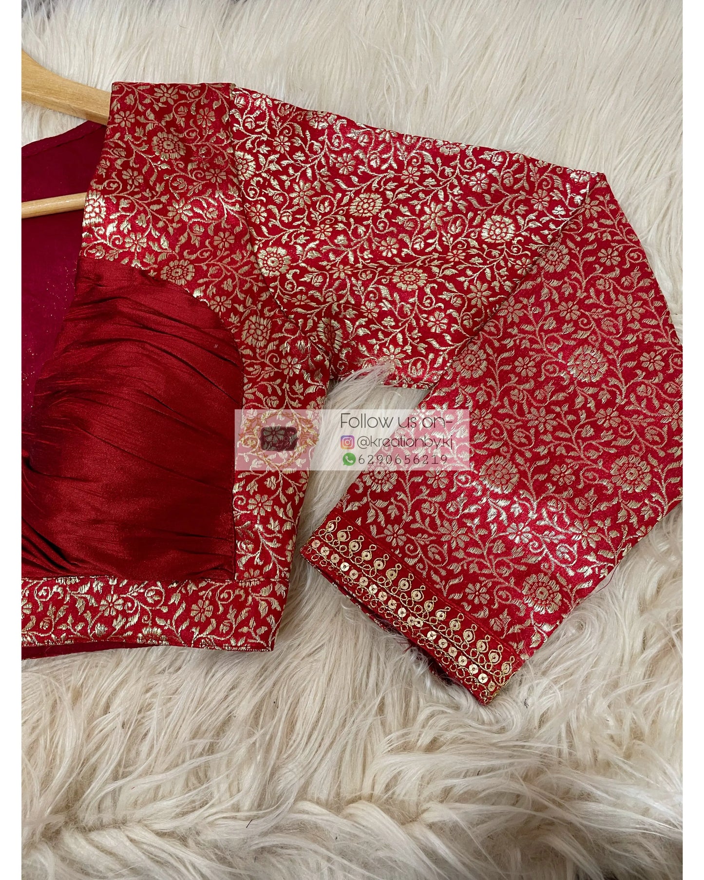 Maroon Brocade Full Sleeve Blouse kreationbykj