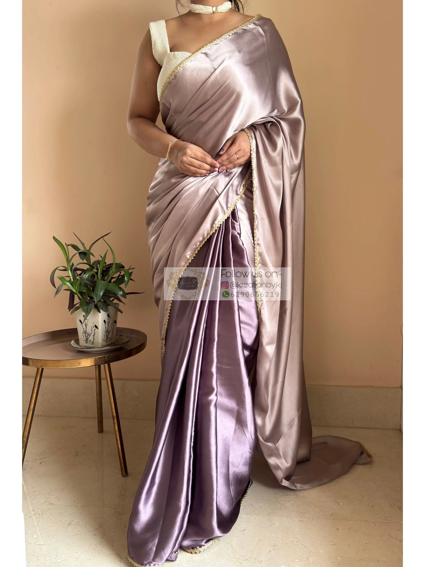 Echo of Elegance Cocktail Satin Silk Saree kreationbykj