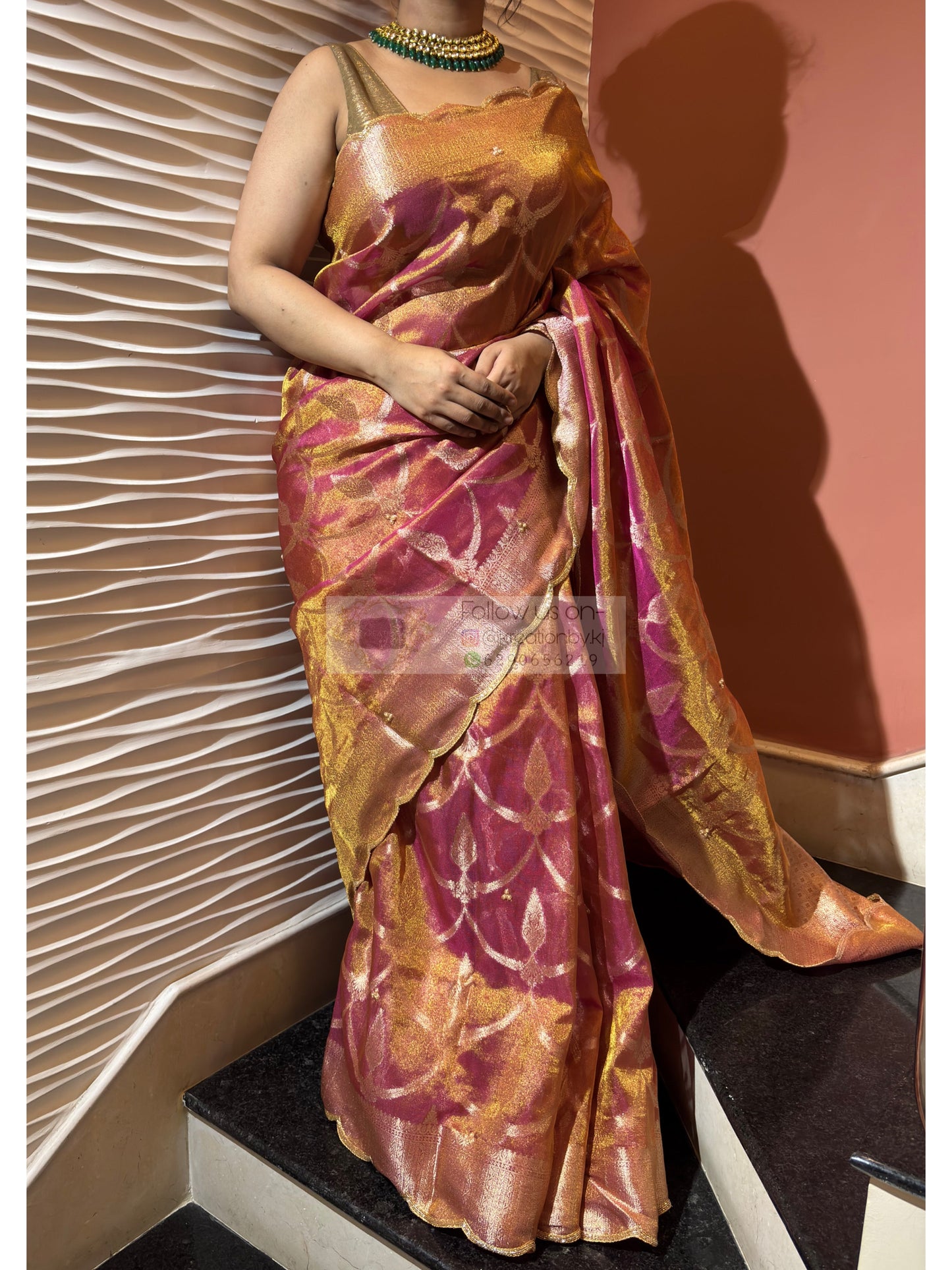 Pink Banarasi Tissue Piyali Saree For Wedding kreationbykj