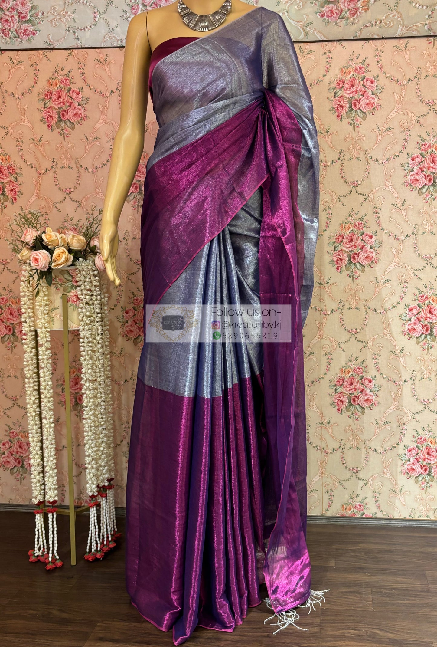 Jamun Gola Cotton Tissue Saree kreationbykj