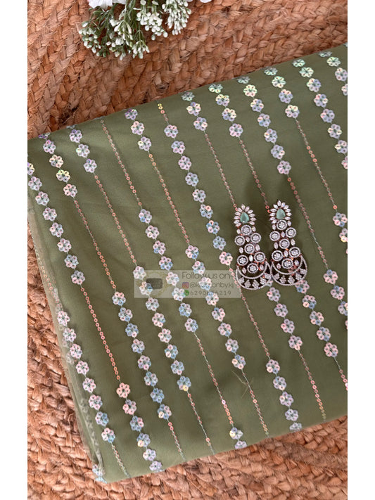 Sage Green Satin Net Half Saree Kreation by KJ