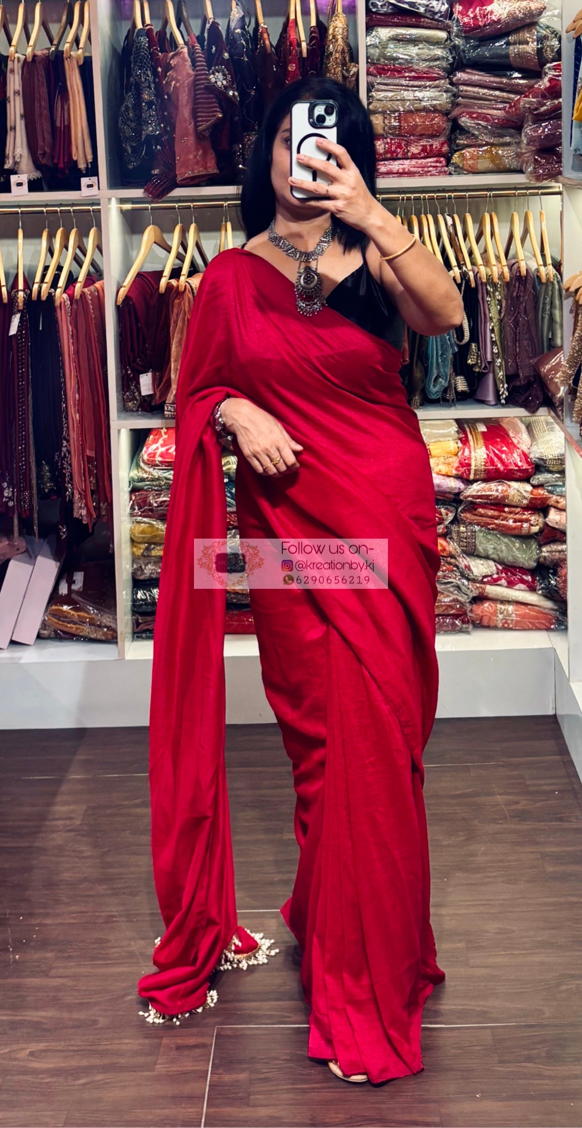 Pink Petunia Saree with Handmade Tassels on Pallu kreationbykj