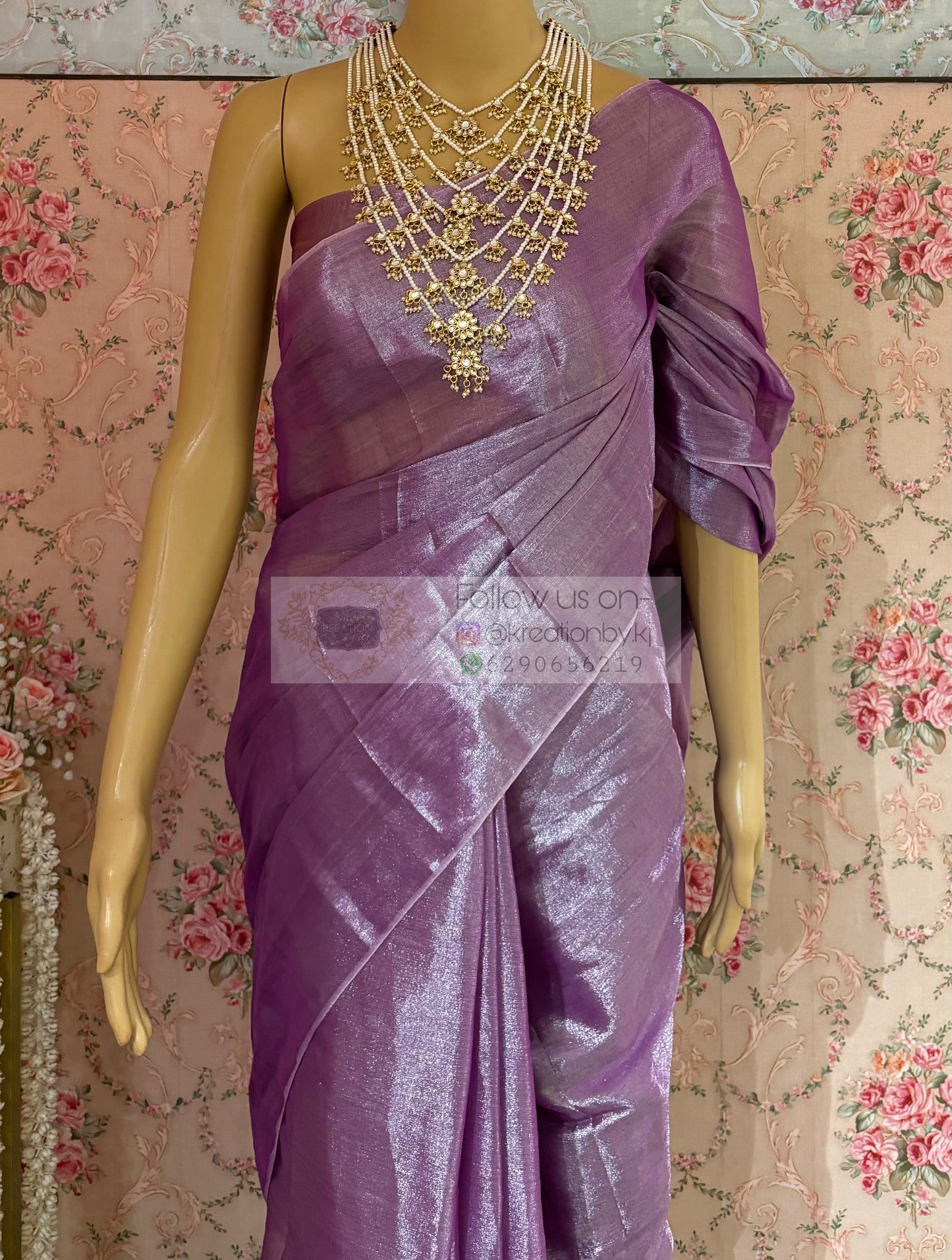 Lavender Cotton Tissue Saree kreationbykj
