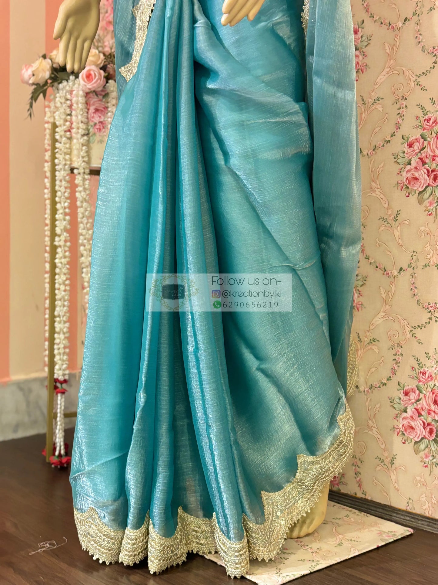 Organza Saree with Border kreationbykj