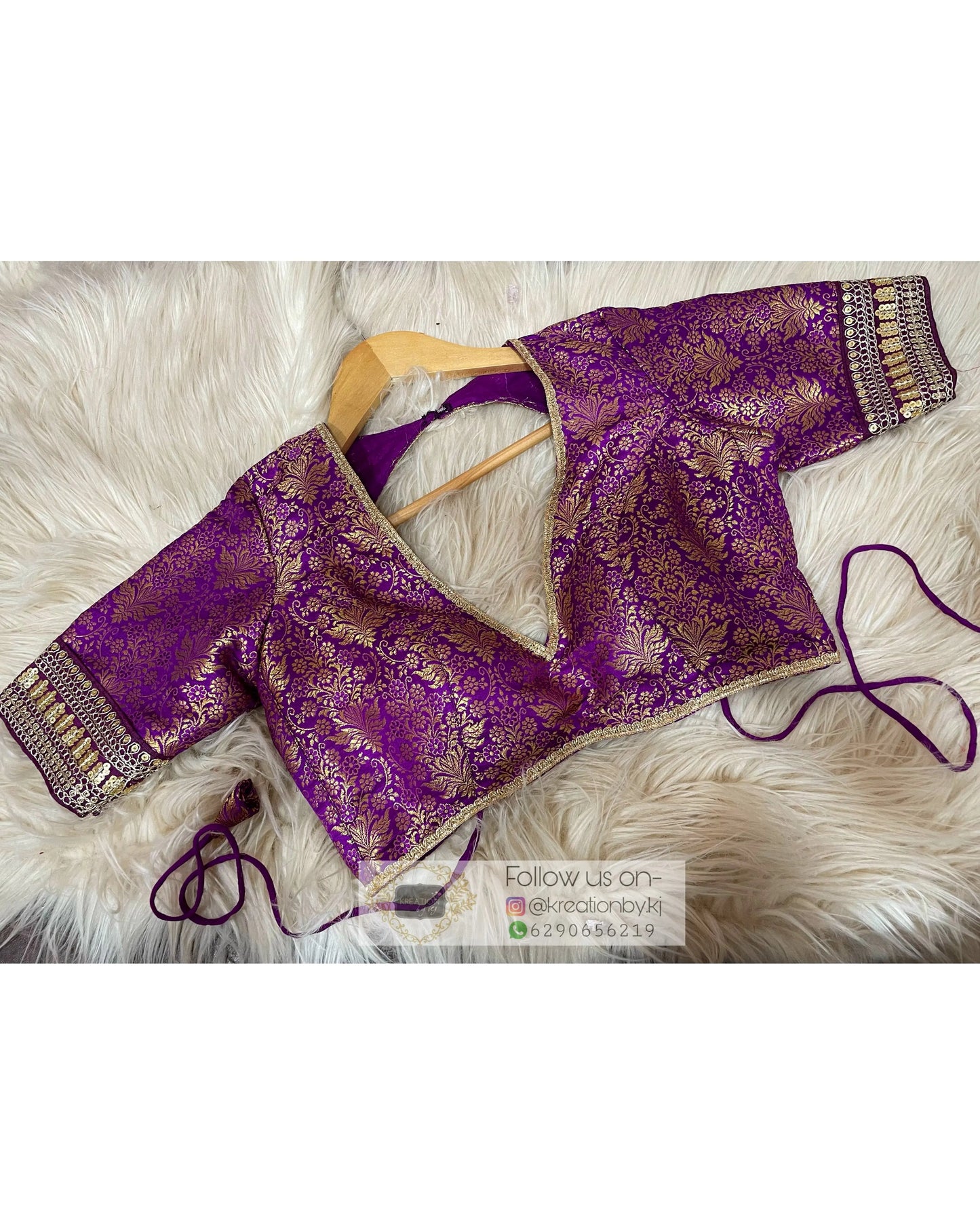 Purple Brocade Choli Blouse kreationbykj