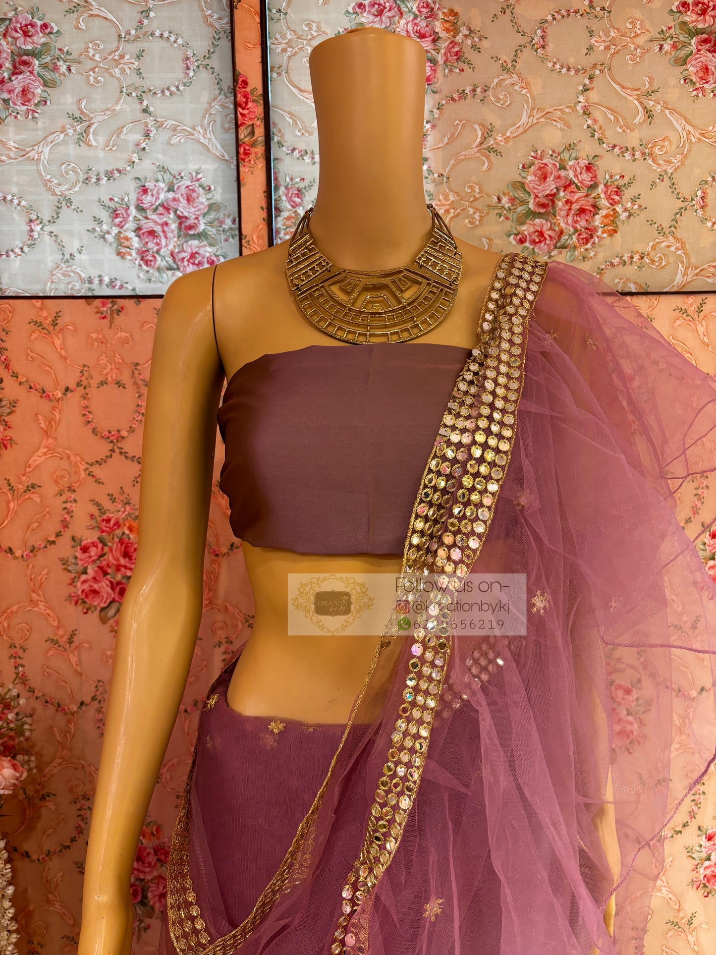Heather Net Ruffles Saree kreationbykj