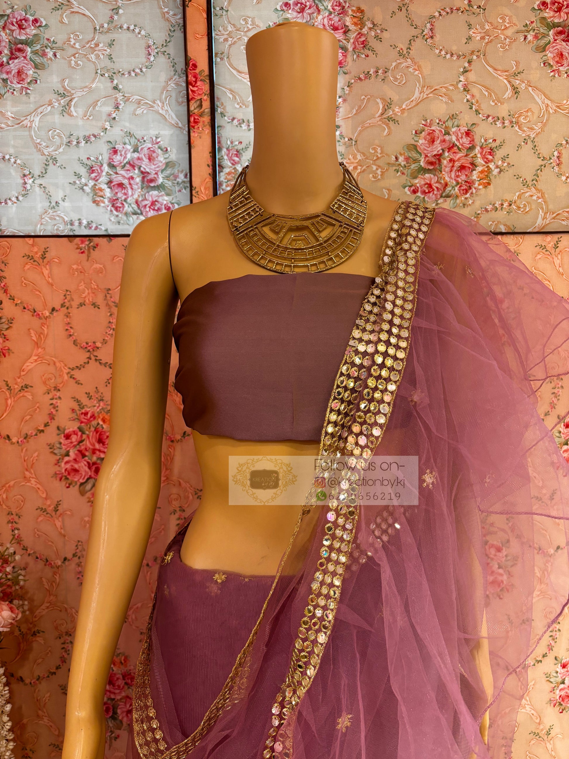 Heather Net Ruffles Saree kreationbykj
