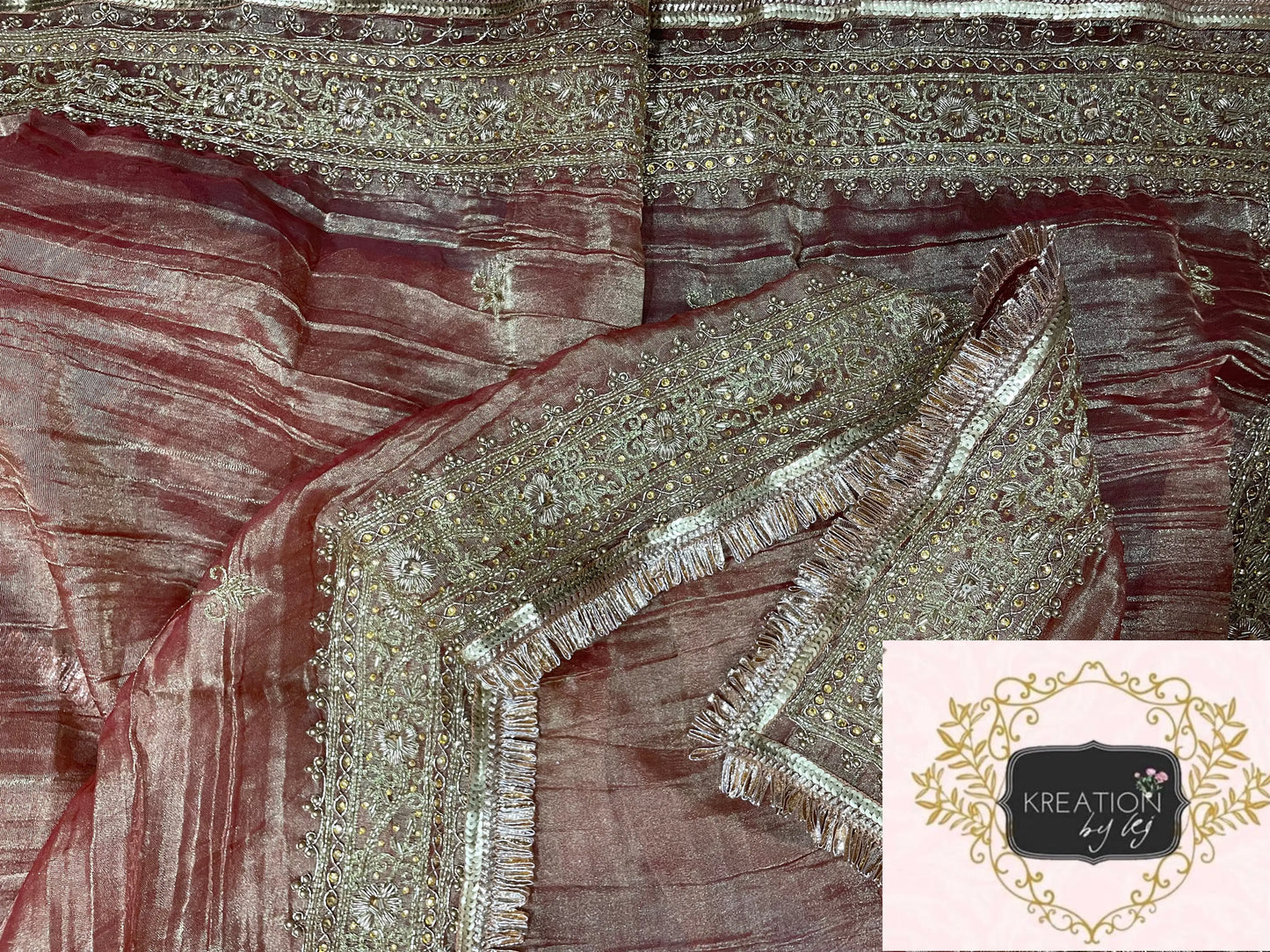 Copper Bridal Zarina Handembroidered Dupatta kreationbykj