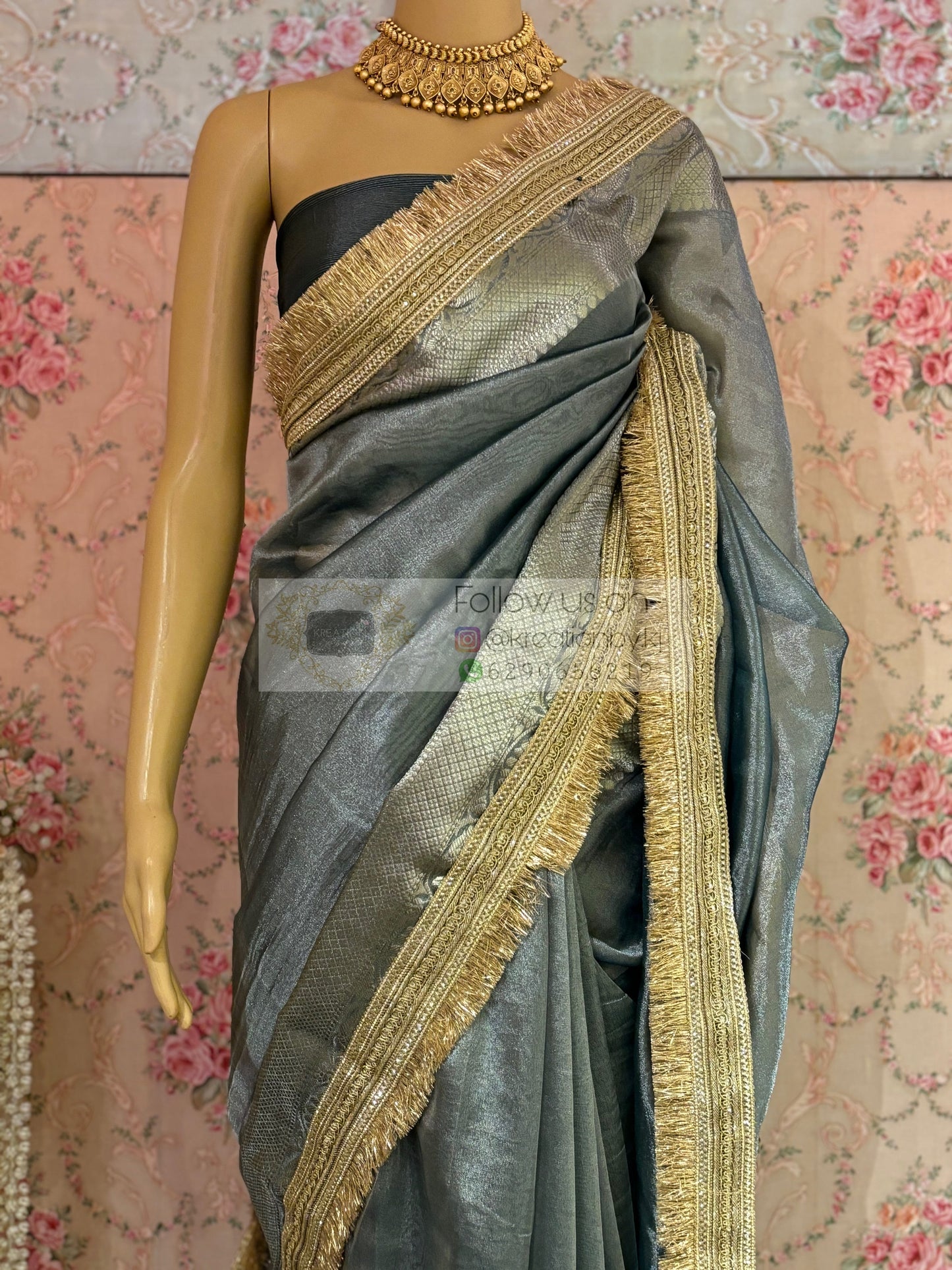 Sage Green Banarasi Banno Saree kreationbykj