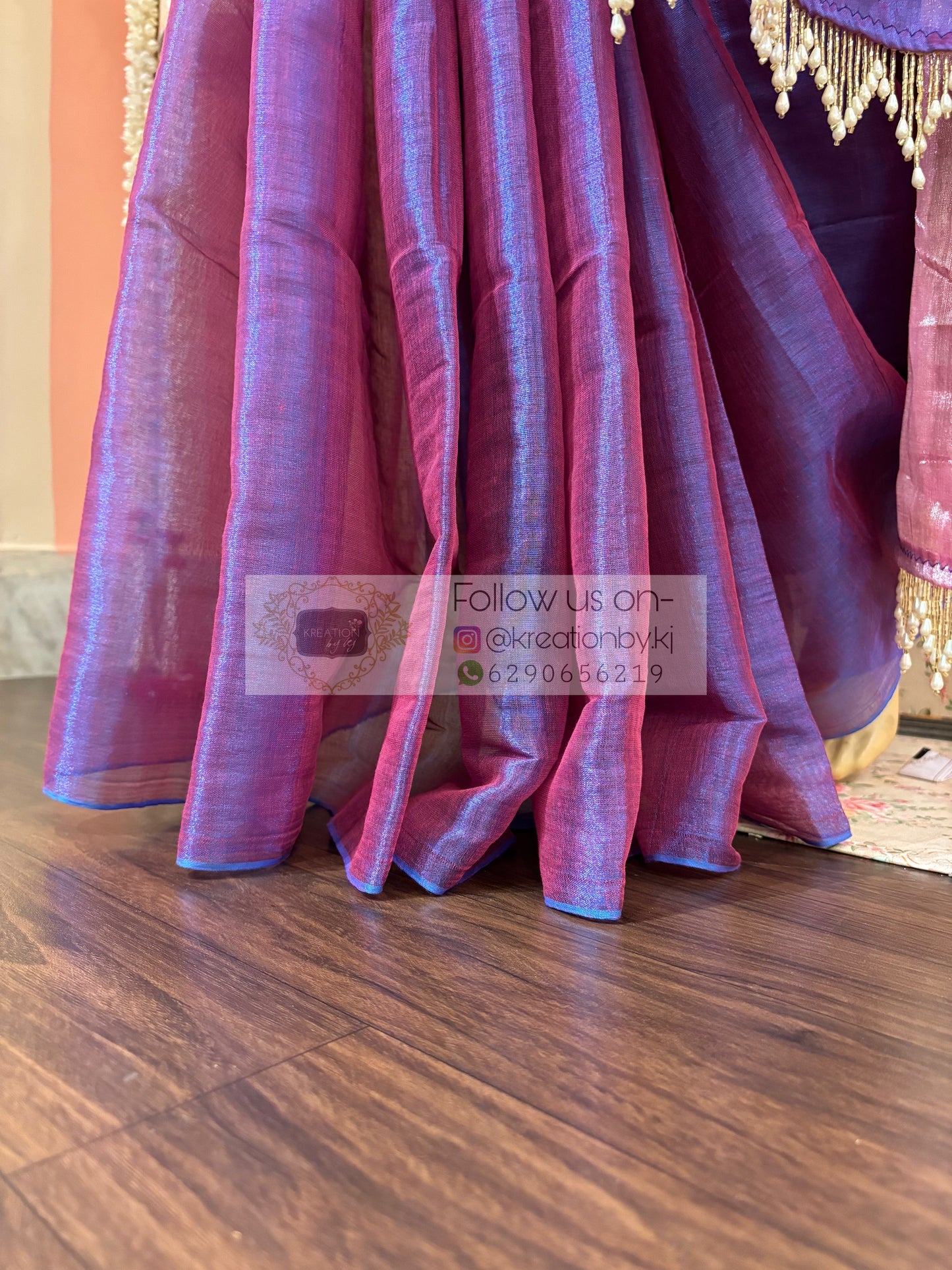 Pink Orchid Two in One Tissue Saree kreationbykj