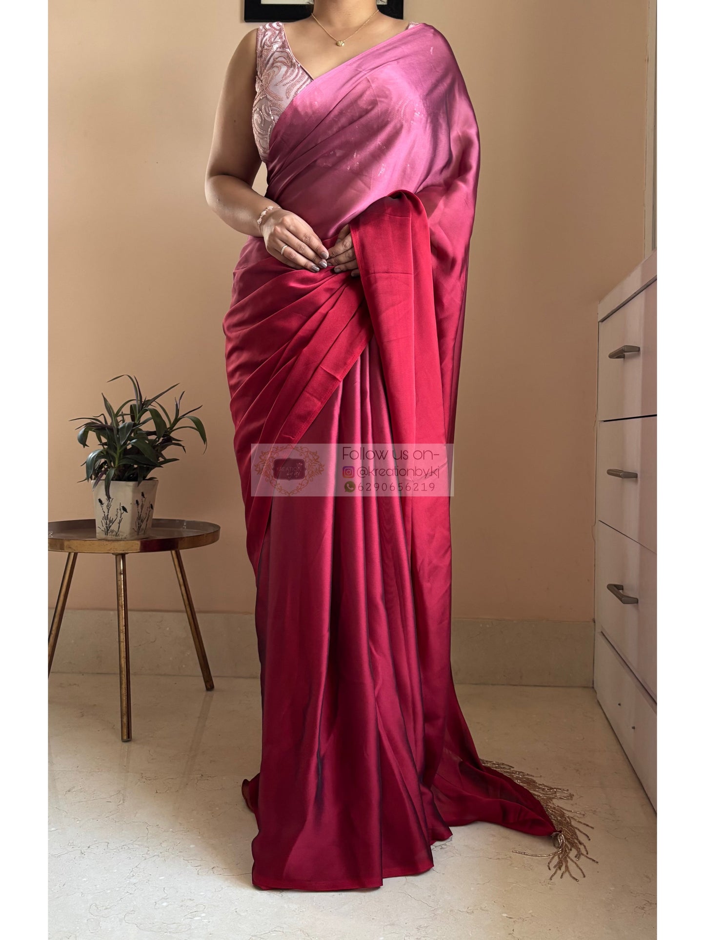 Merlot Ombre Georgette Cocktails Saree