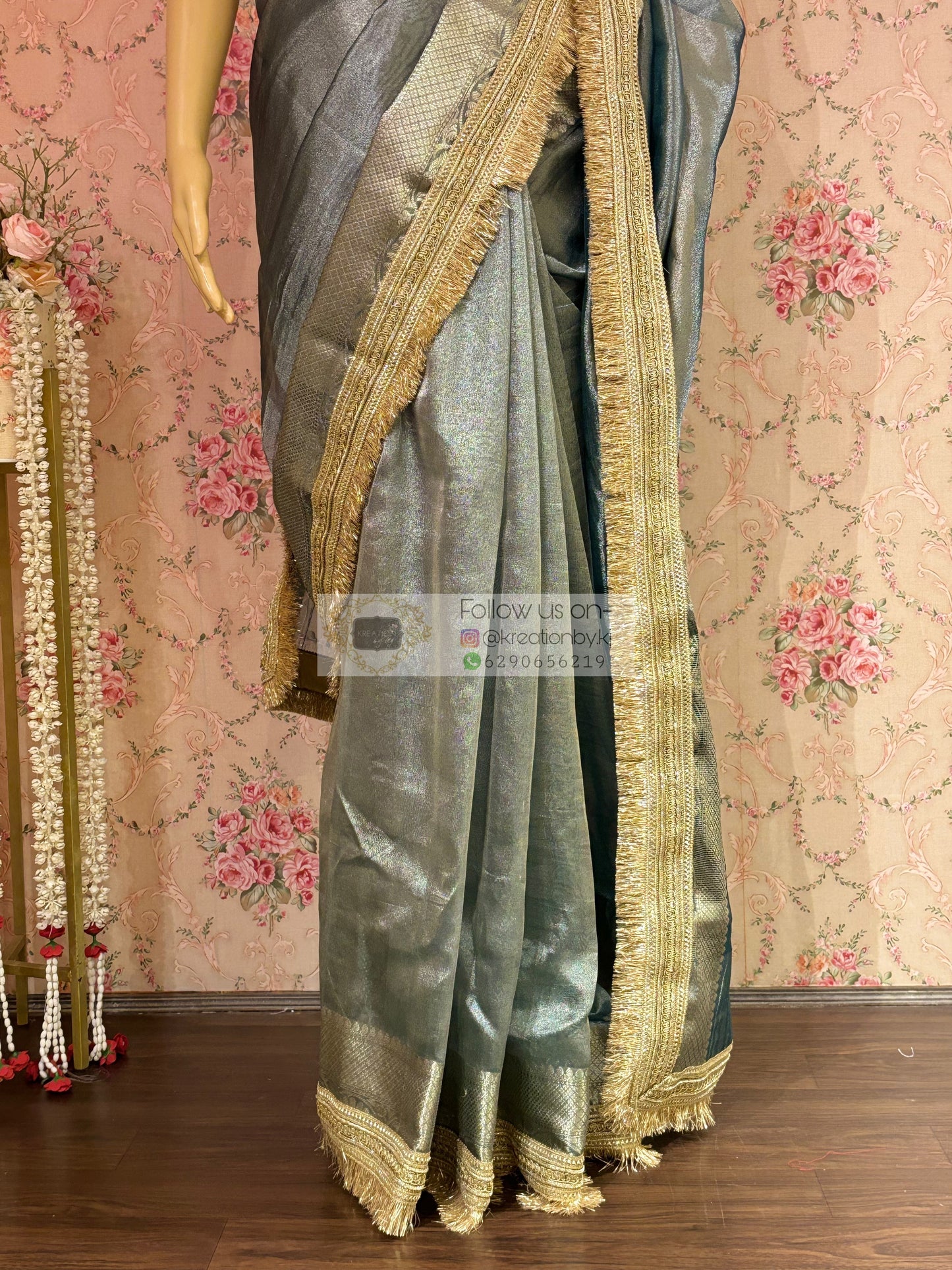 Sage Green Banarasi Banno Saree kreationbykj