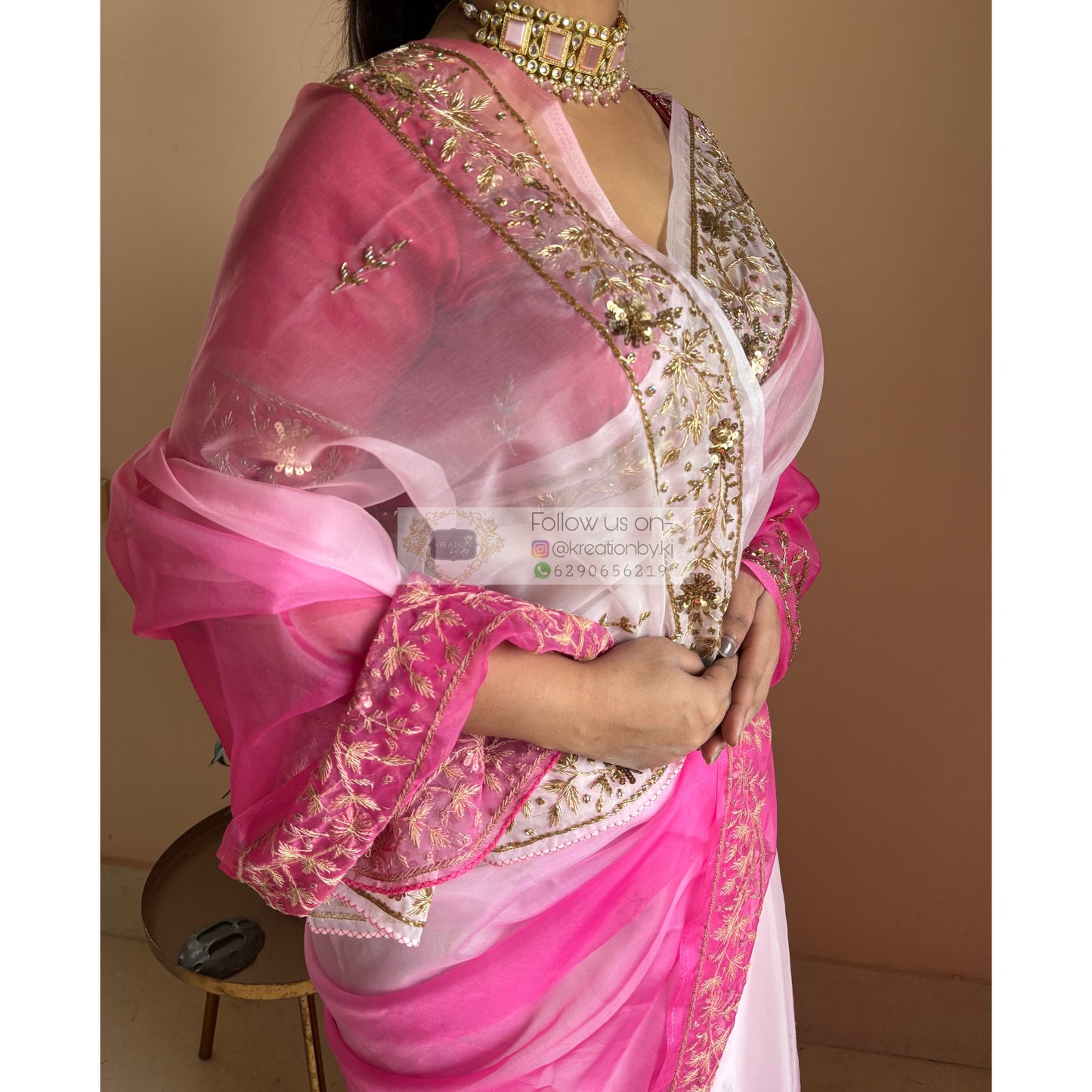 Gulabi Ombré Anaya Saree kreationbykj