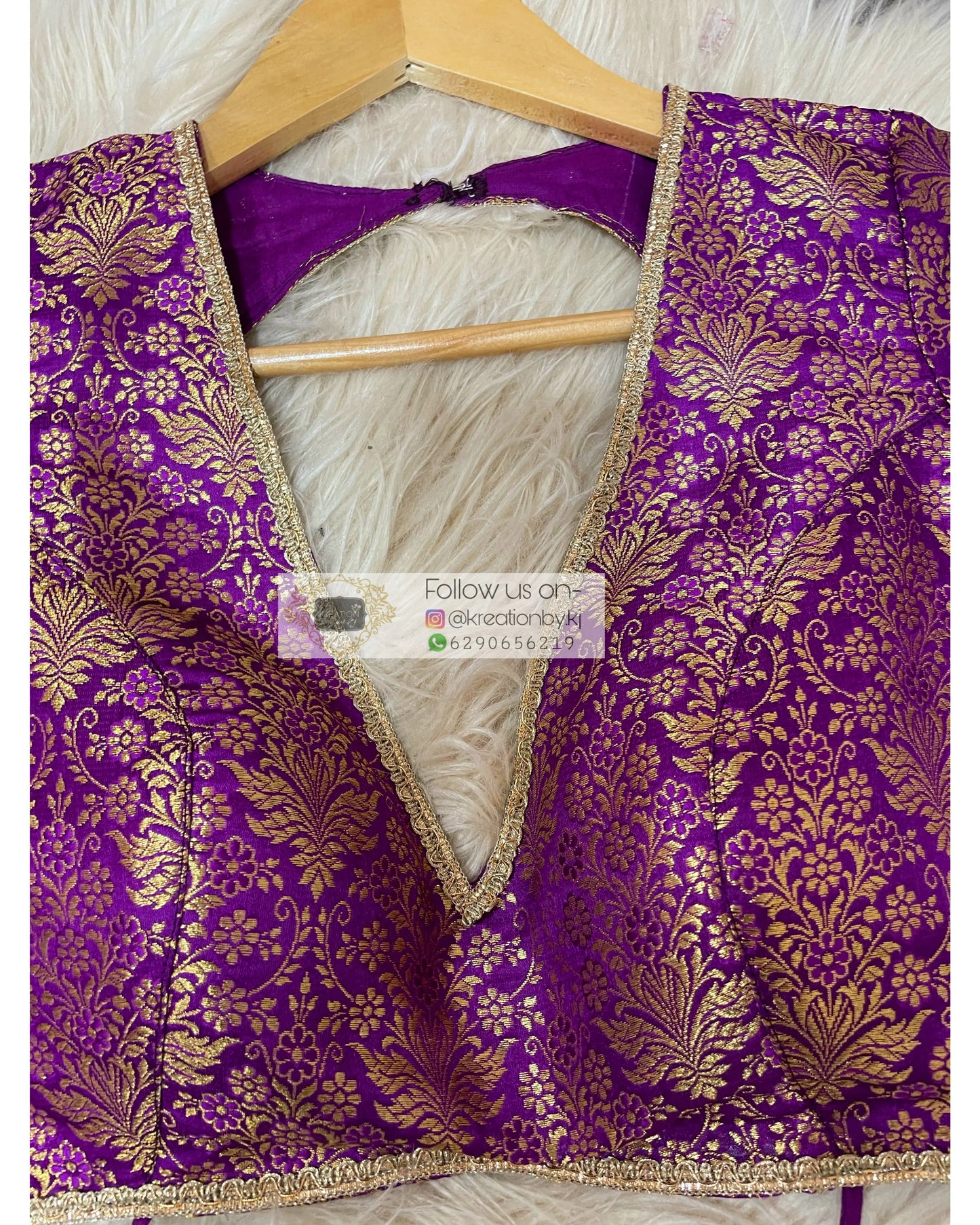 Purple Brocade Choli Blouse kreationbykj