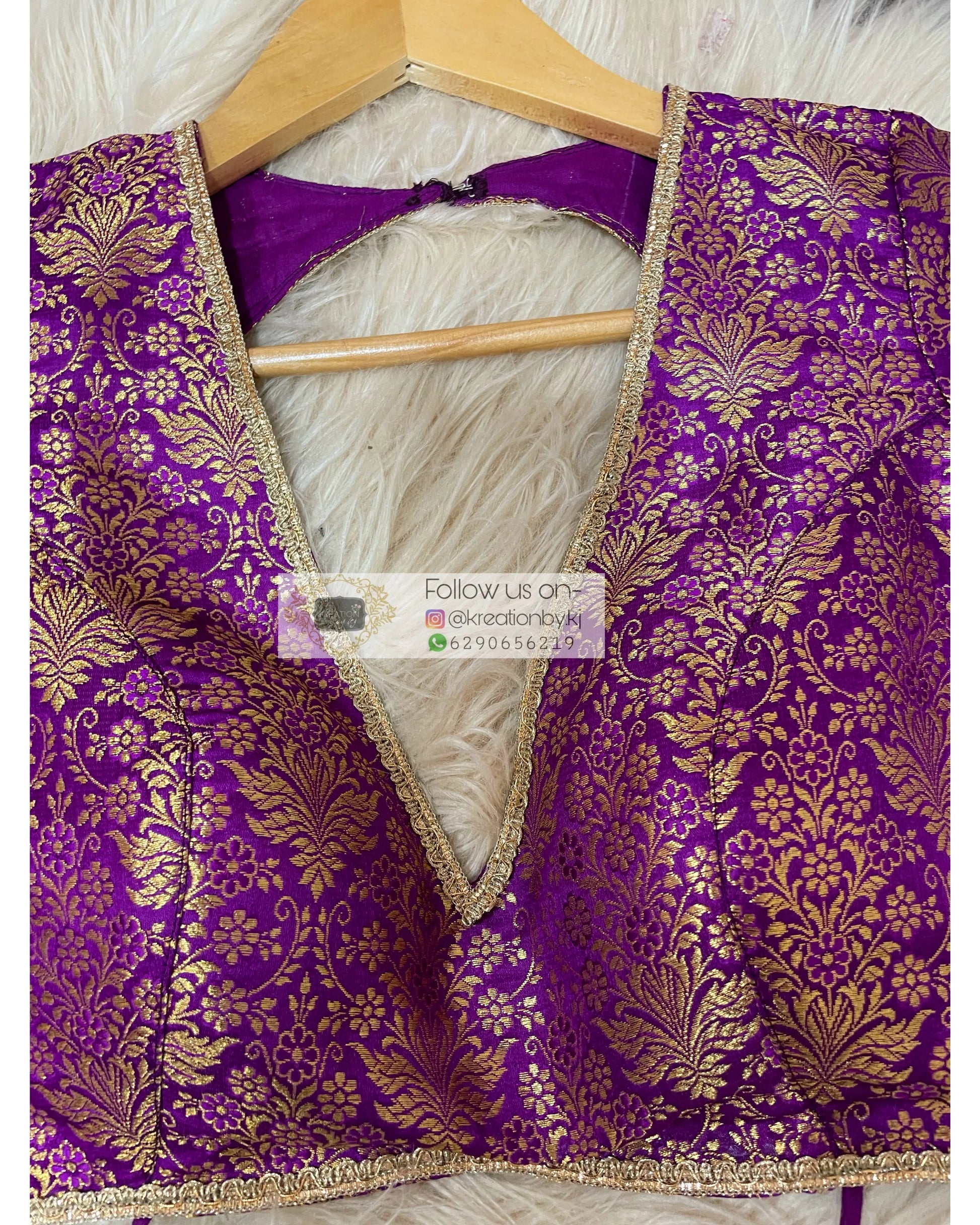 Purple Brocade Choli Blouse kreationbykj