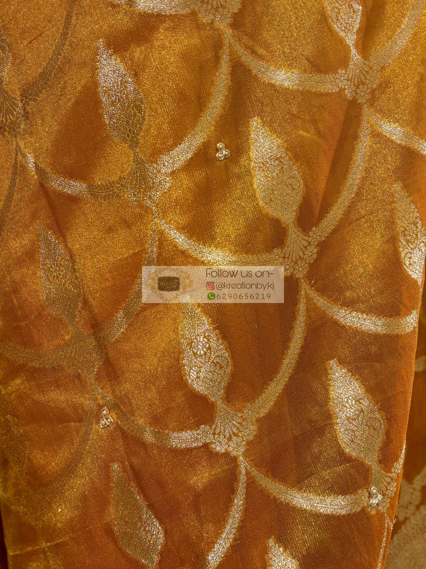 Mustard Yellow Banarasi Tissue Saree kreationbykj