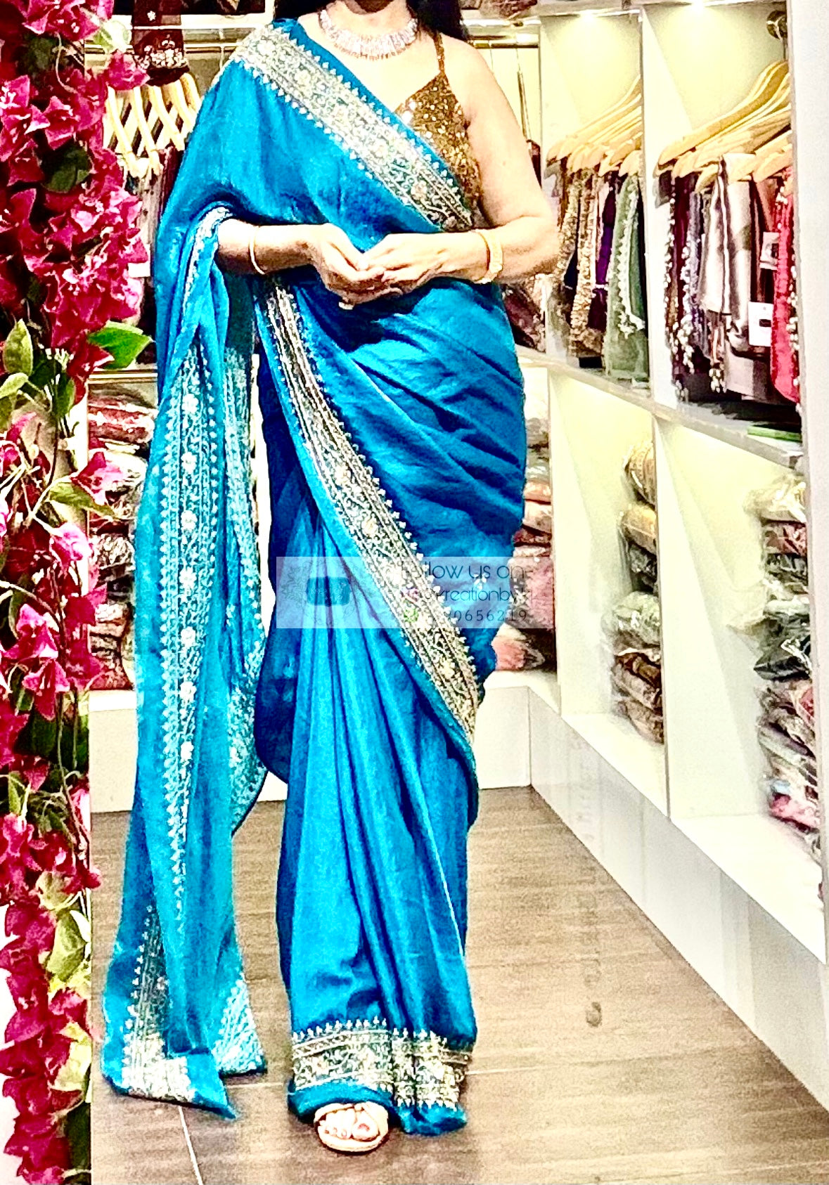 Persian Blue Zarina Saree kreationbykj