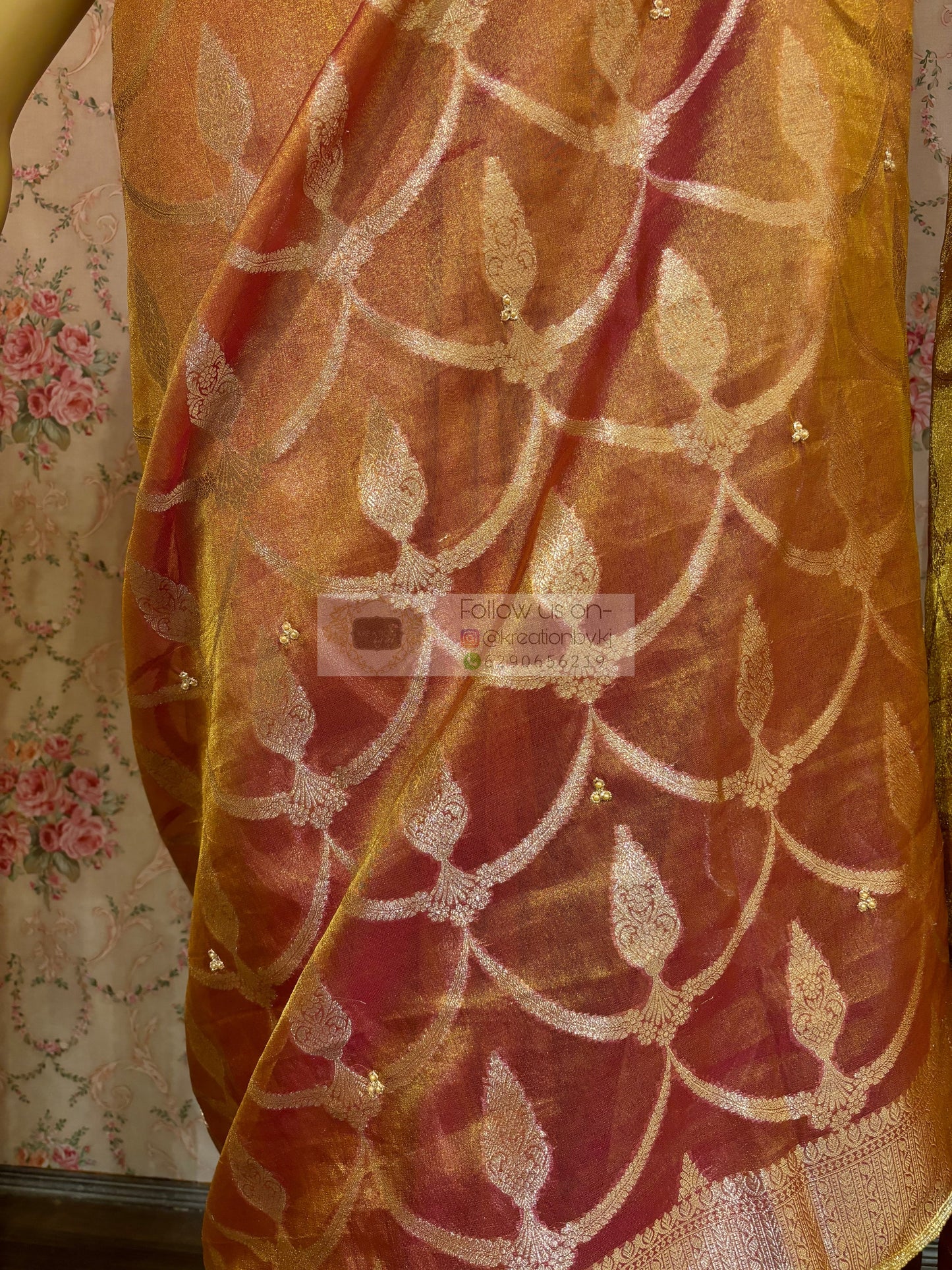 Pink Banarasi Tissue Piyali Saree For Wedding kreationbykj