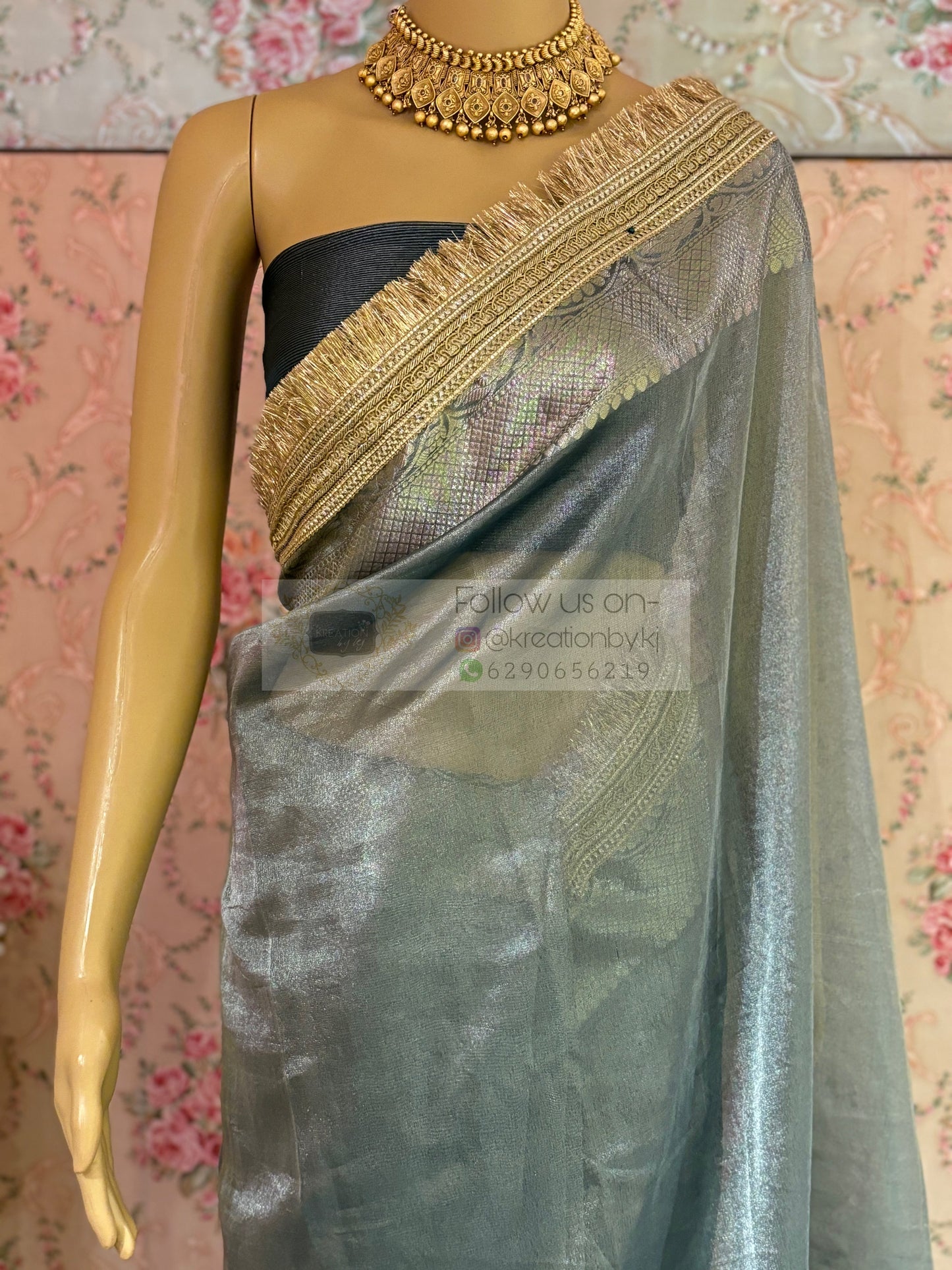 Sage Green Banarasi Banno Saree kreationbykj