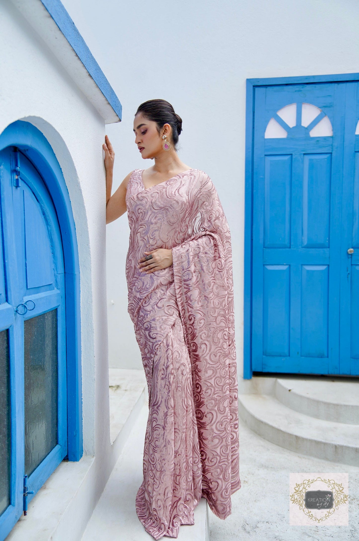 Rose Gold Tides by The Sea Sequins Saree