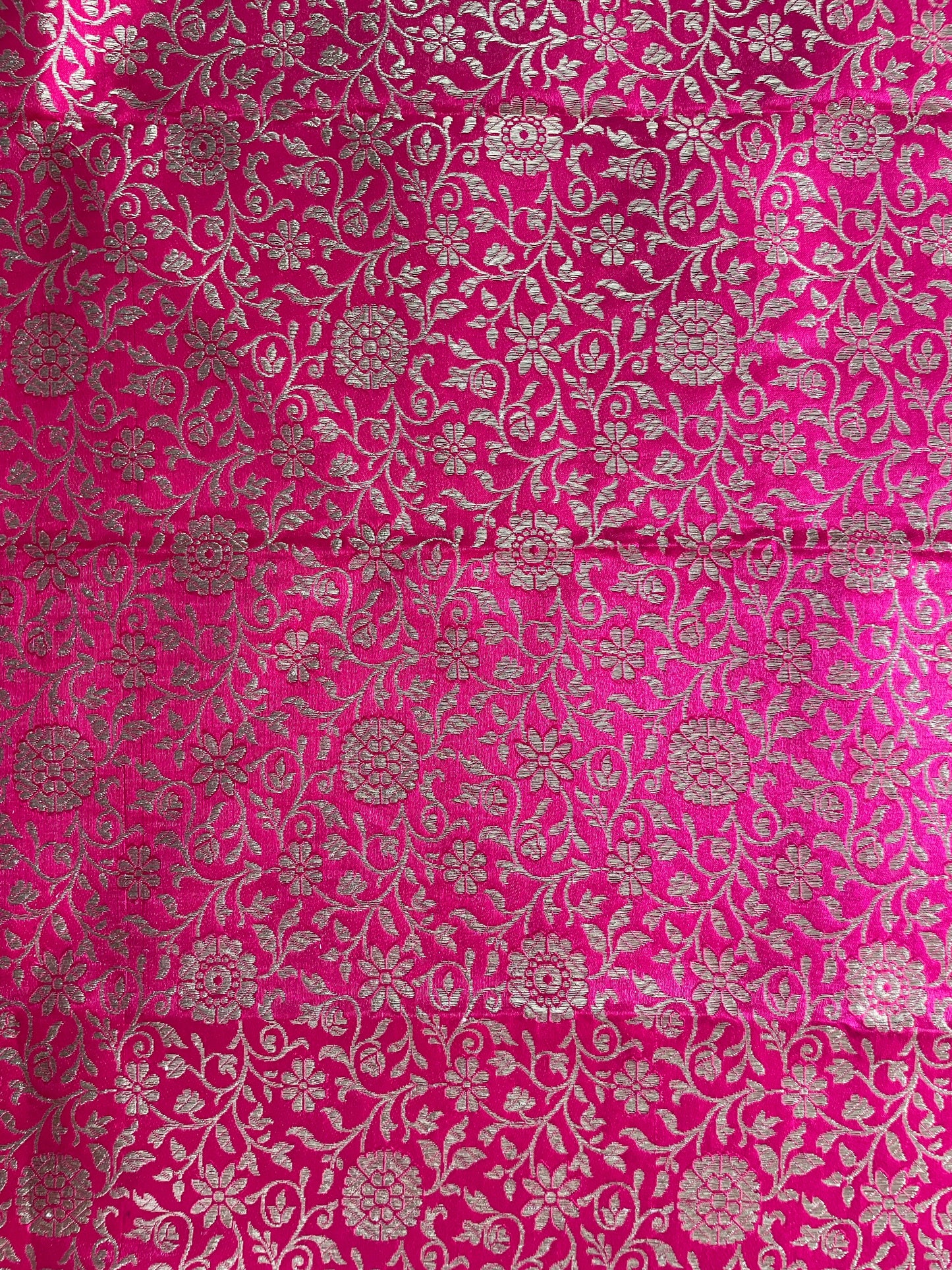 Fuchsia Pink Banarasi Brocade Fabric kreationbykj