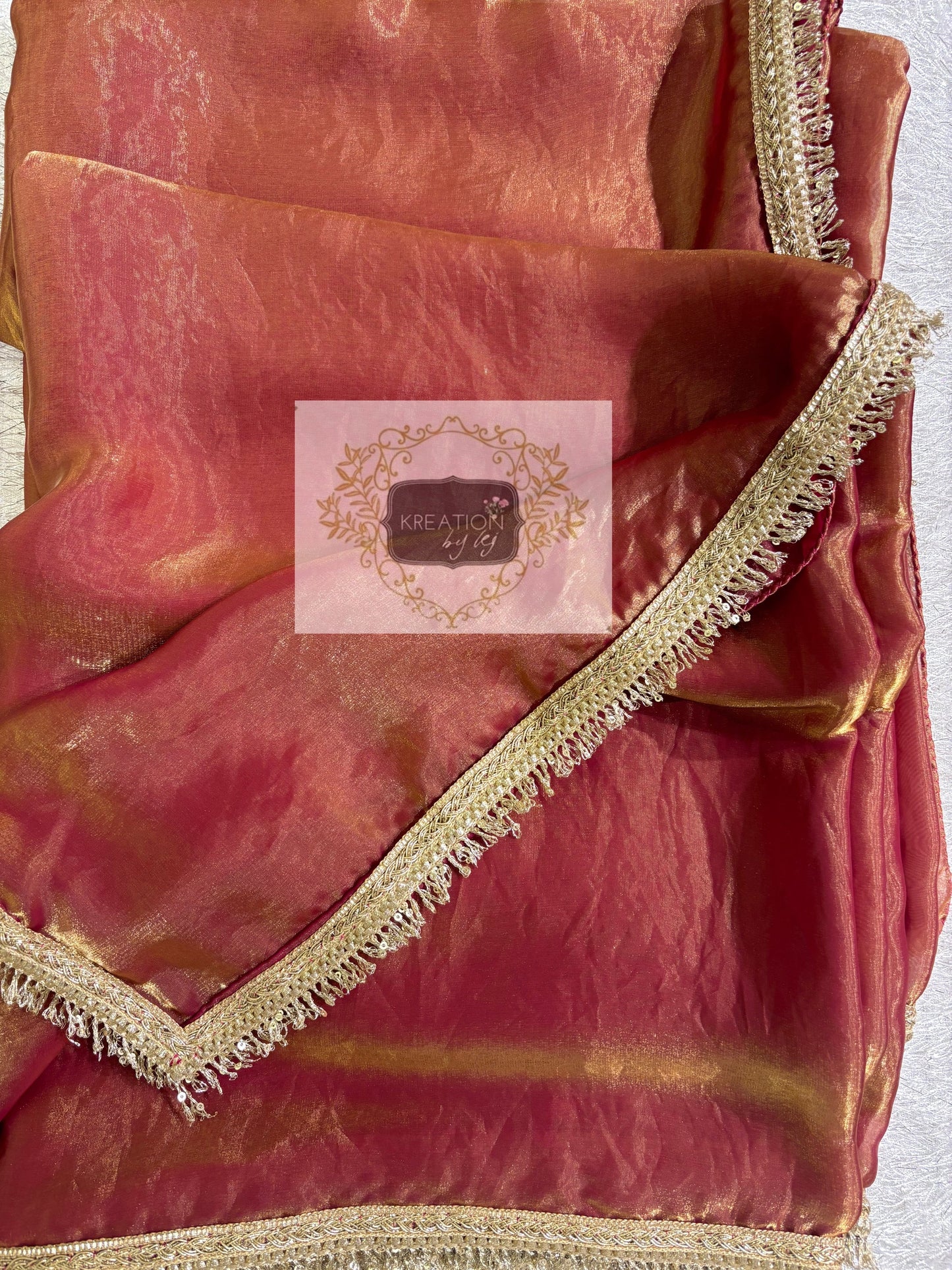 Hot Pink Metallic Shimmer Satin Banno Saree kreationbykj