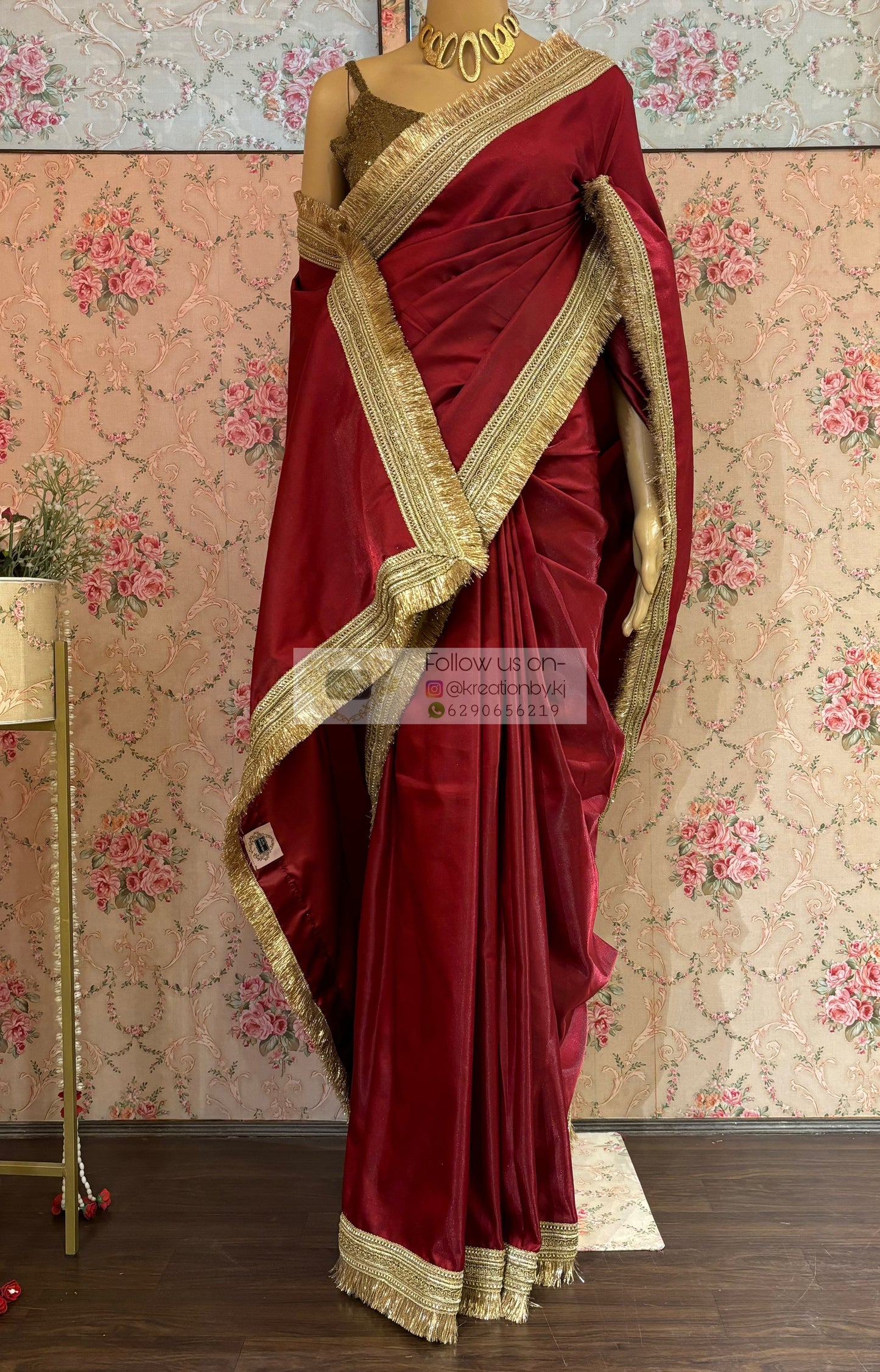 Maroon Silk Banno Saree kreationbykj