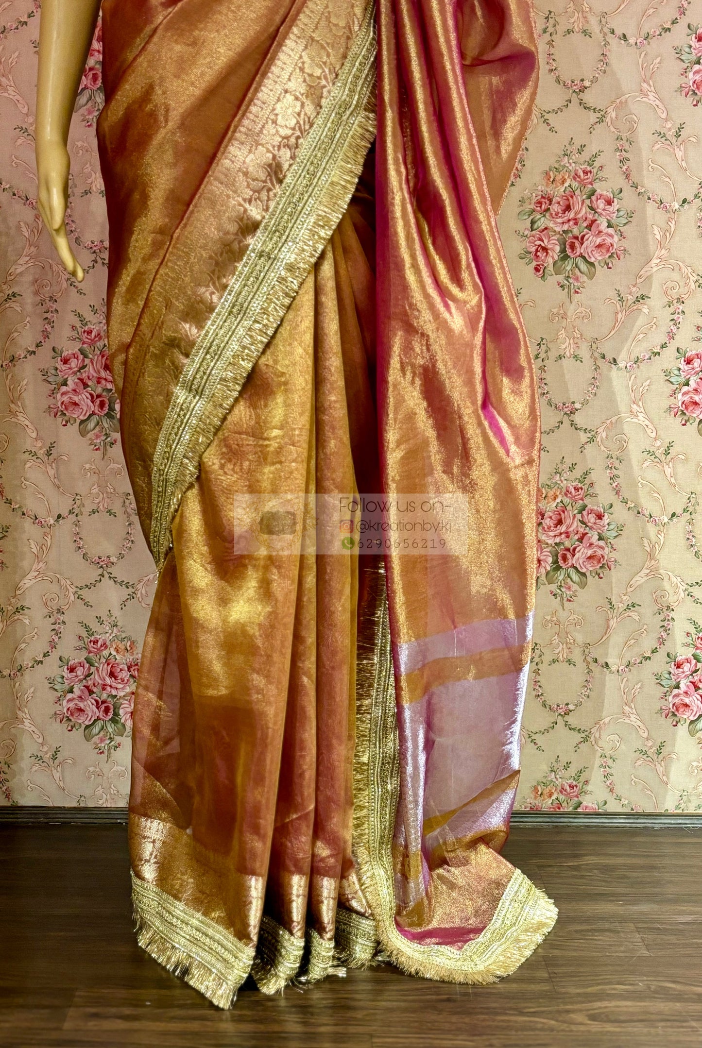 Rose Gold Tissue Banarasi Banno Saree kreationbykj