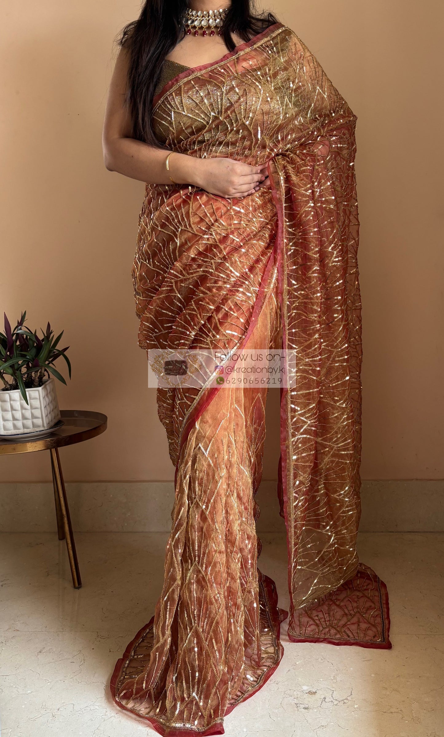 Liquid Gold A Sky full of Stars Saree For Reception kreationbykj