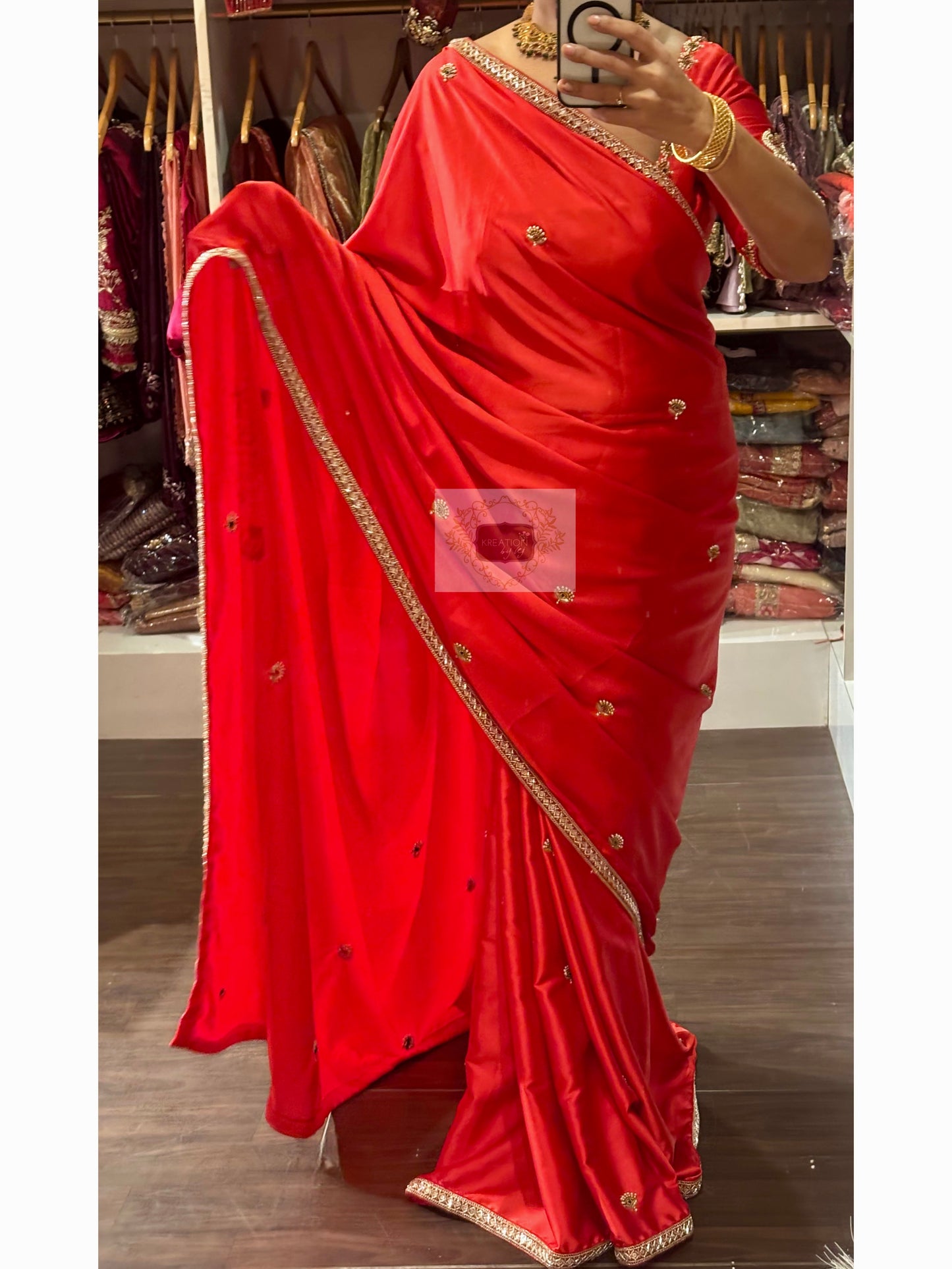 Crimson Red Kurmaie Saree