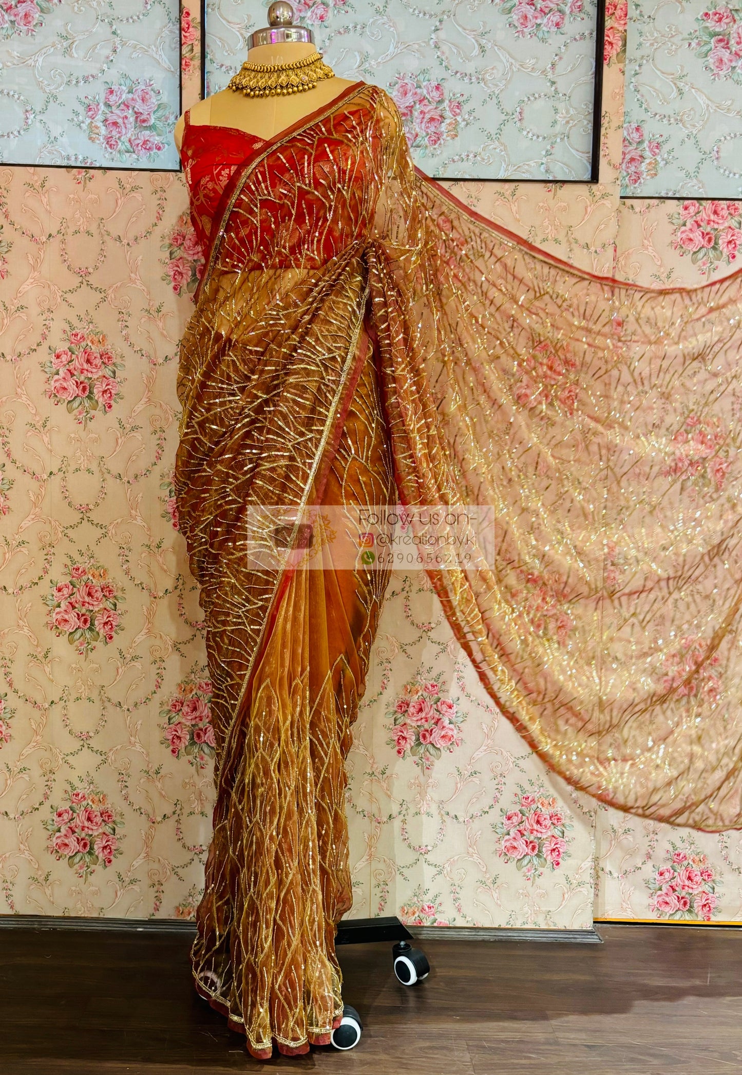 Liquid Gold A Sky full of Stars Saree For Reception kreationbykj